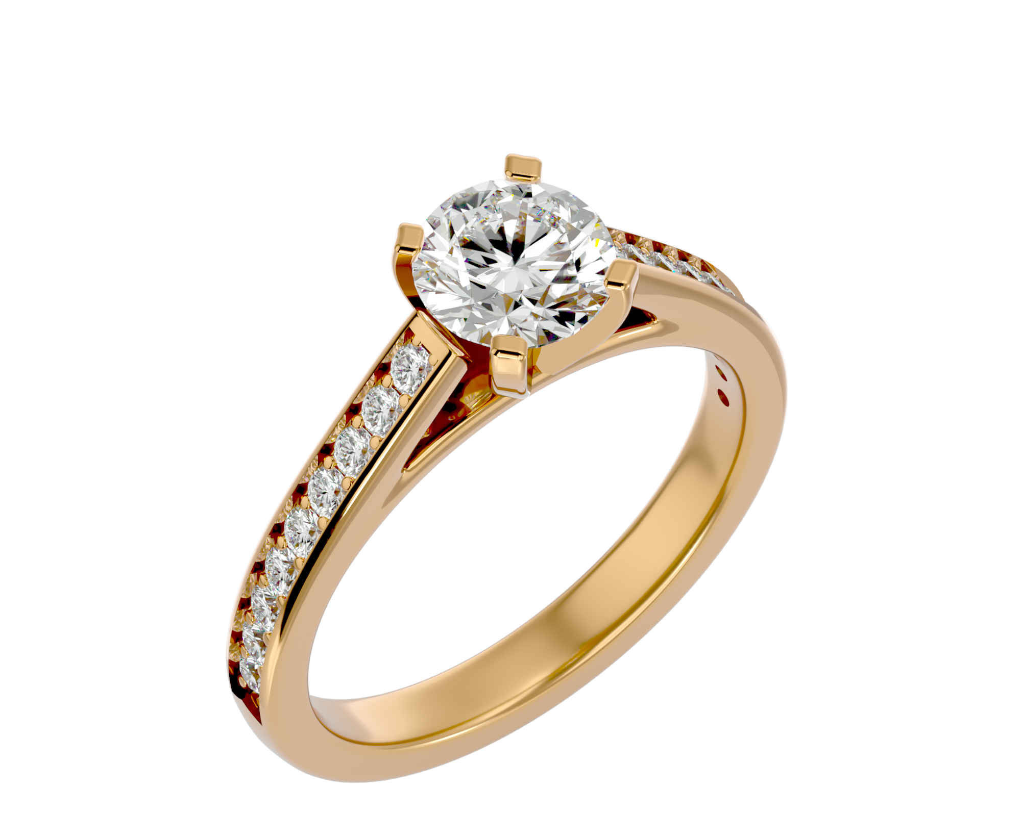 1 5/8 ctw Round Lab Grown Diamond Side Stone Engagement Ring