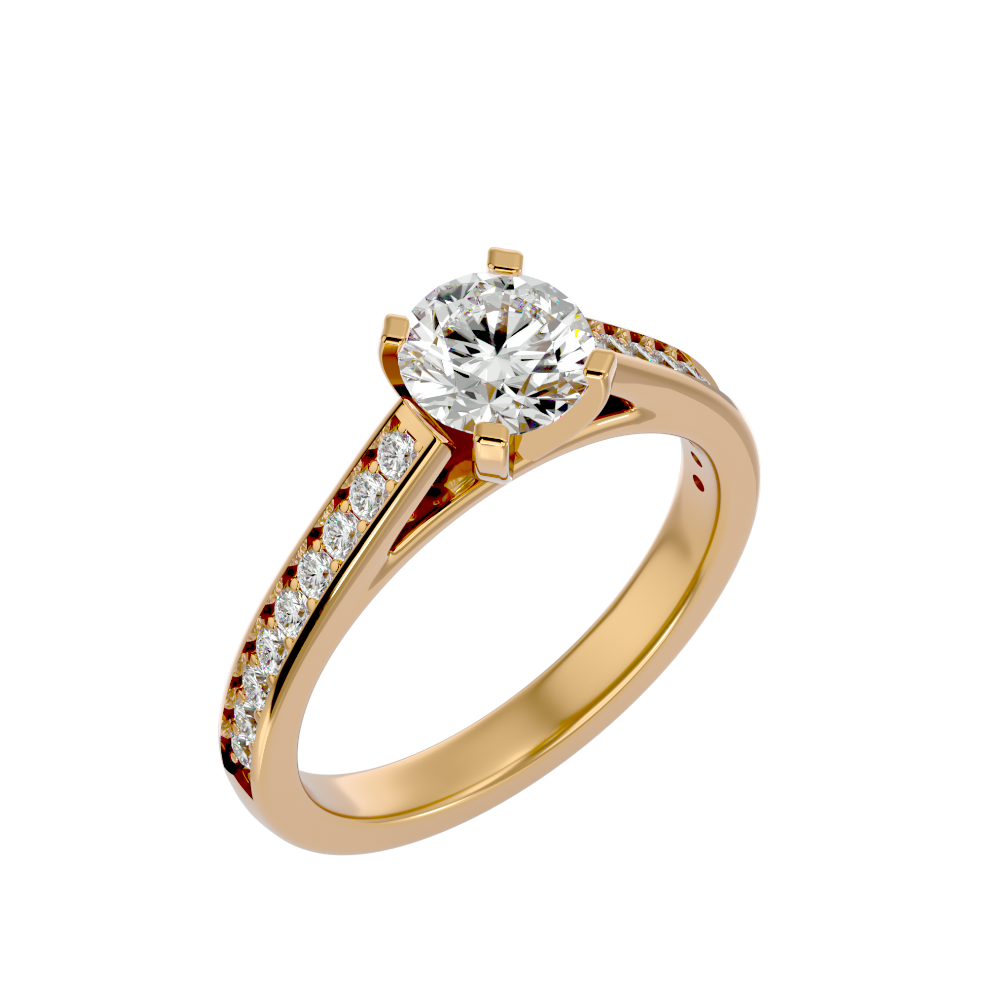 1 5/8 ctw Round Lab Grown Diamond Side Stone Engagement Ring