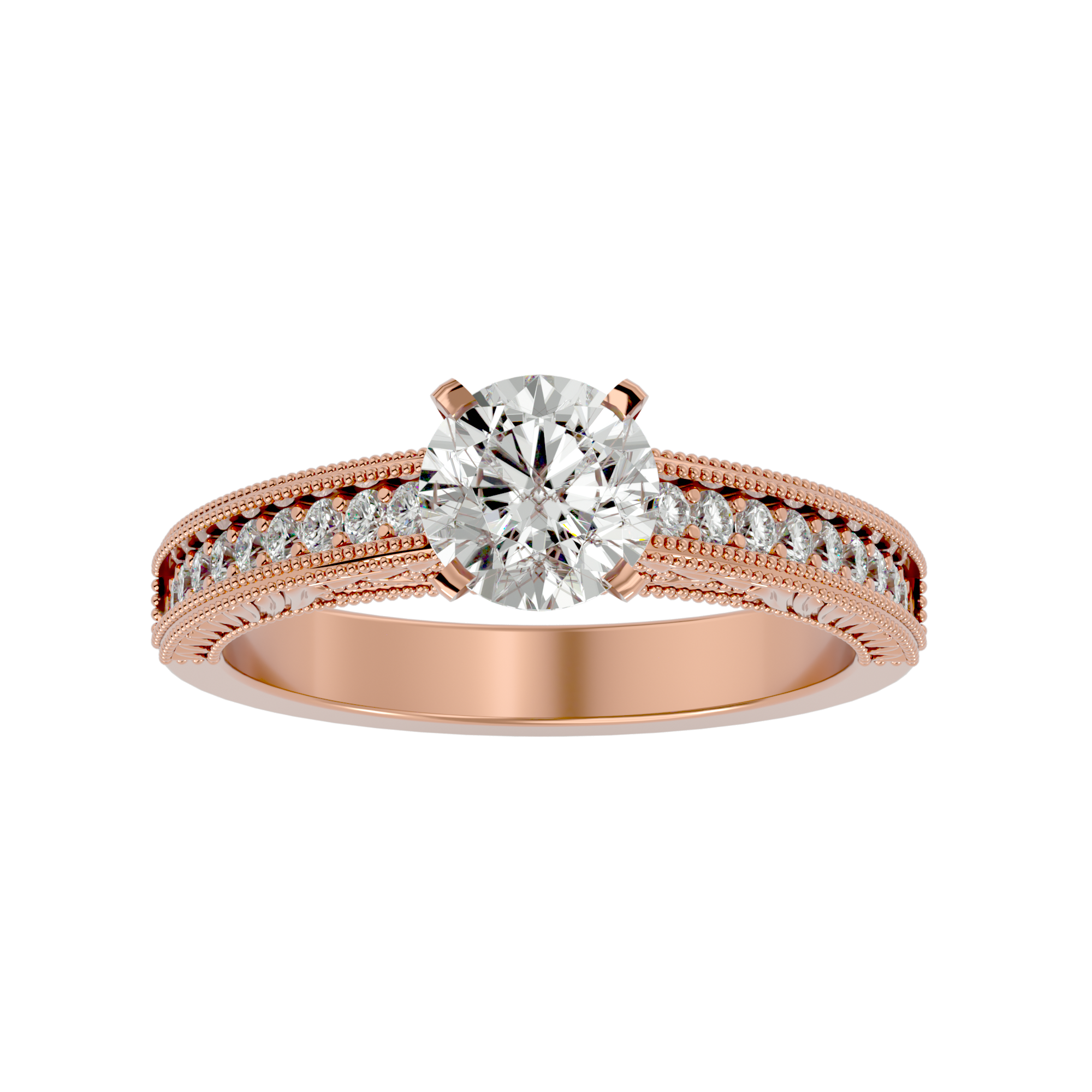 1/2 ctw Round Lab Grown Diamond Side Stone Engagement Ring