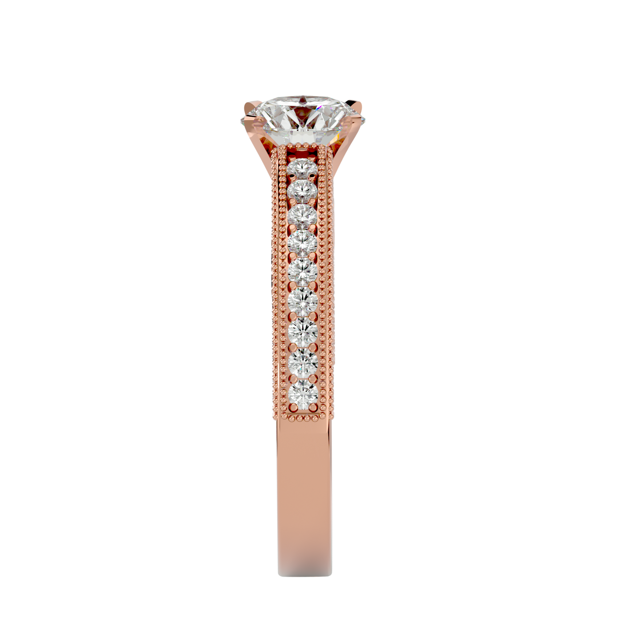 1/2 ctw Round Lab Grown Diamond Side Stone Engagement Ring