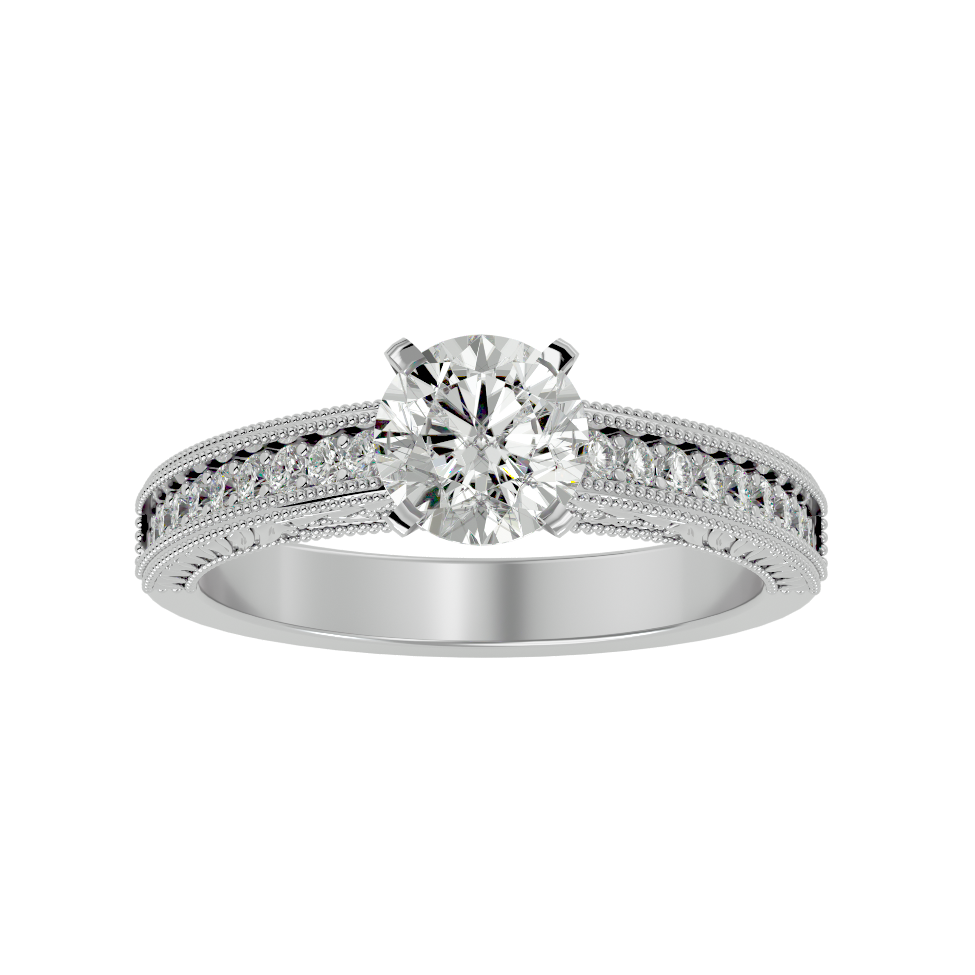 1/2 ctw Round Lab Grown Diamond Side Stone Engagement Ring
