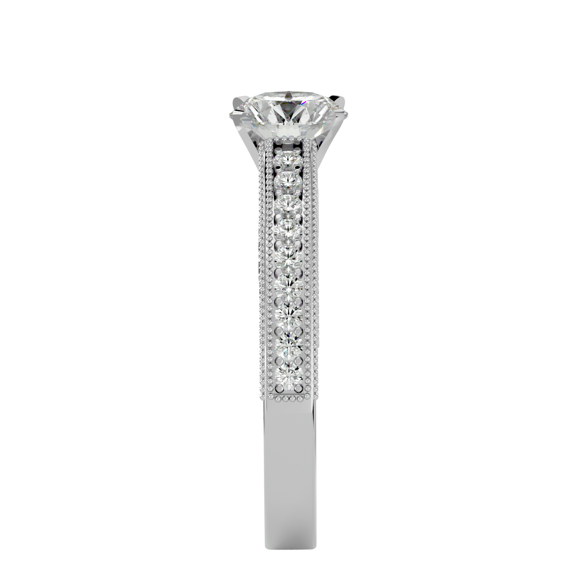 1/2 ctw Round Lab Grown Diamond Side Stone Engagement Ring