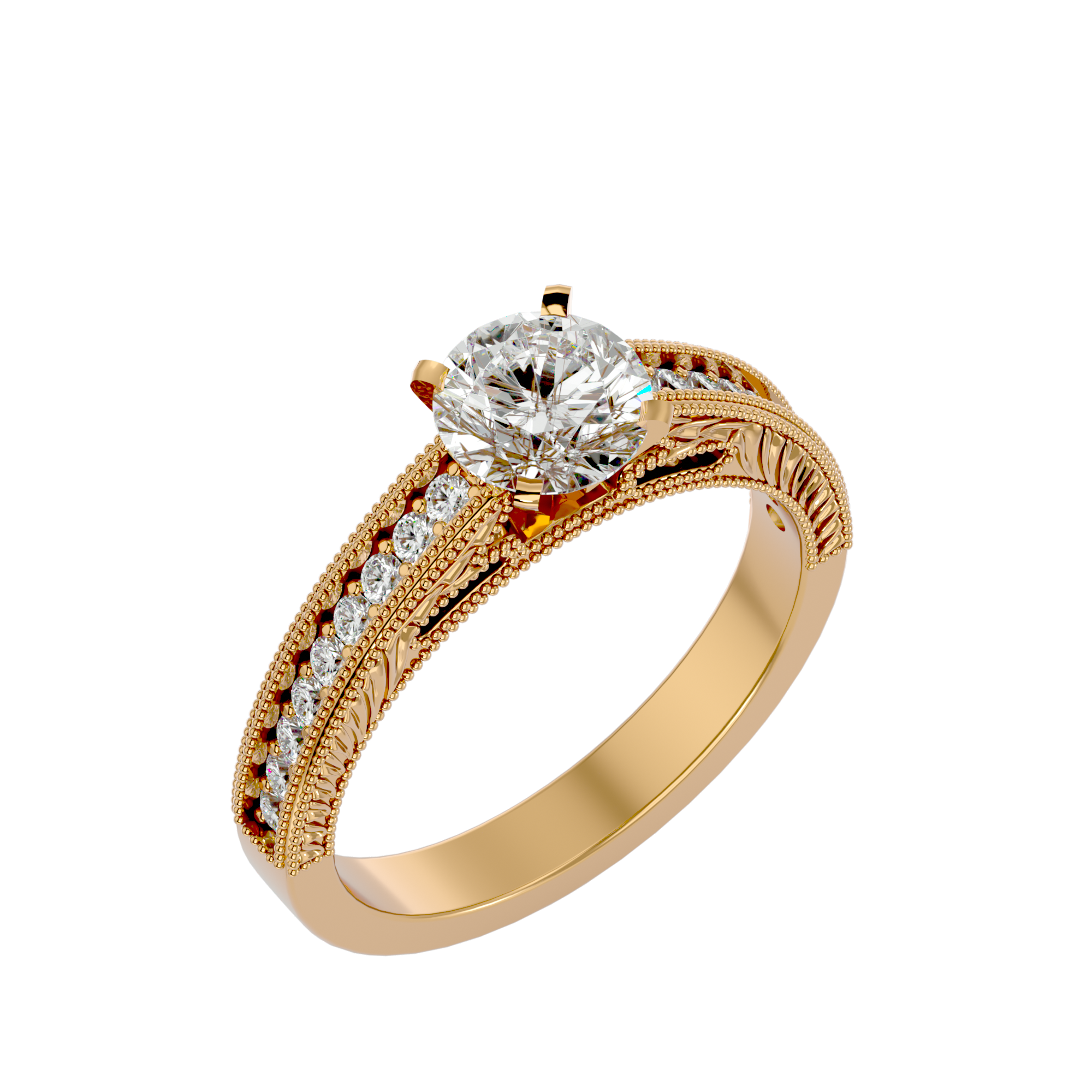 1/2 ctw Round Lab Grown Diamond Side Stone Engagement Ring