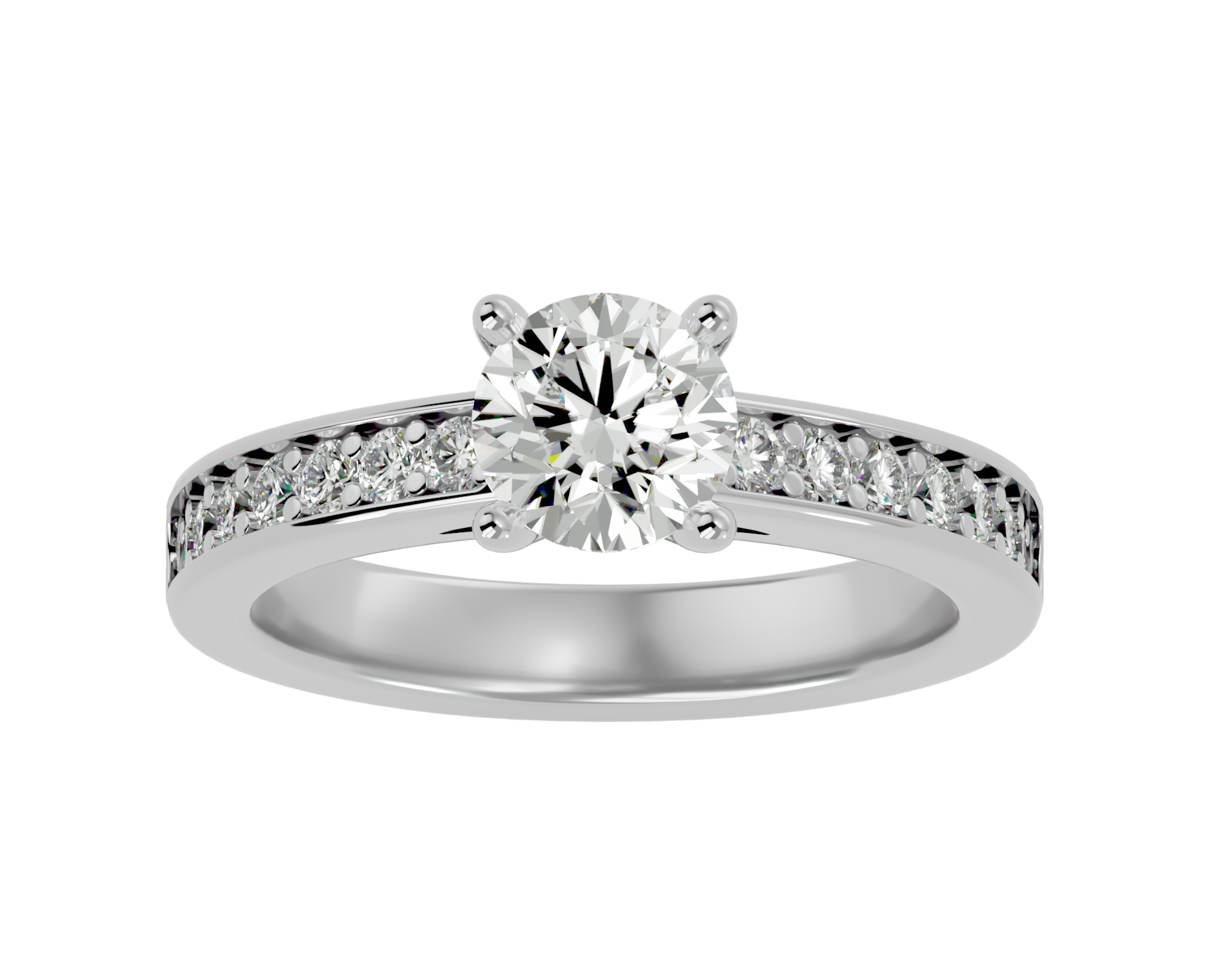 1 ctw Round Lab Grown Diamond Side Stone Engagement Ring