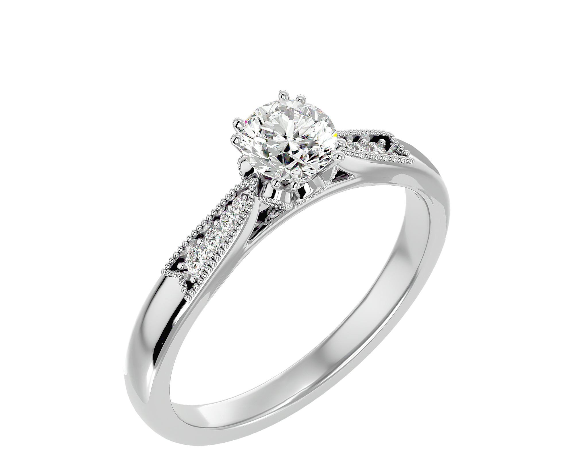 3/4 ctw Round Lab Grown Diamond Side Stone Engagement Ring