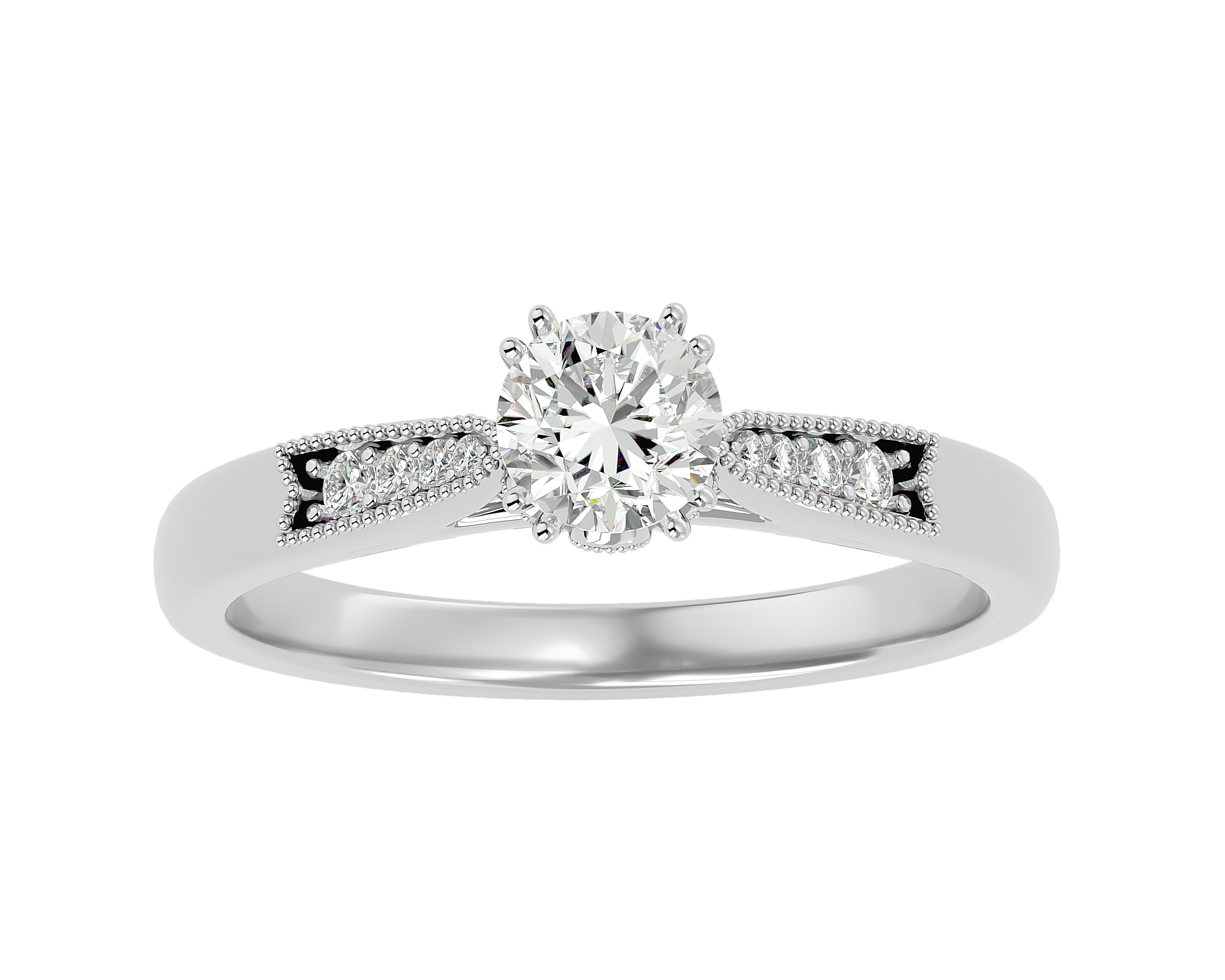 3/4 ctw Round Lab Grown Diamond Side Stone Engagement Ring