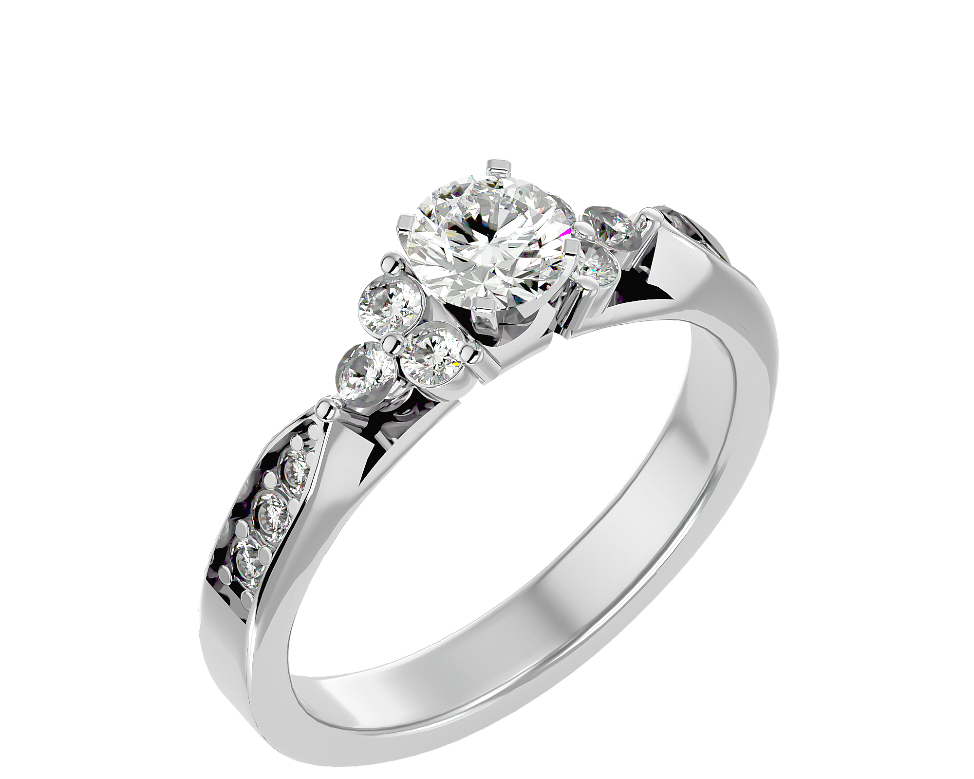 3/4 ctw Round Lab Grown Diamond Side Stone Engagement Ring