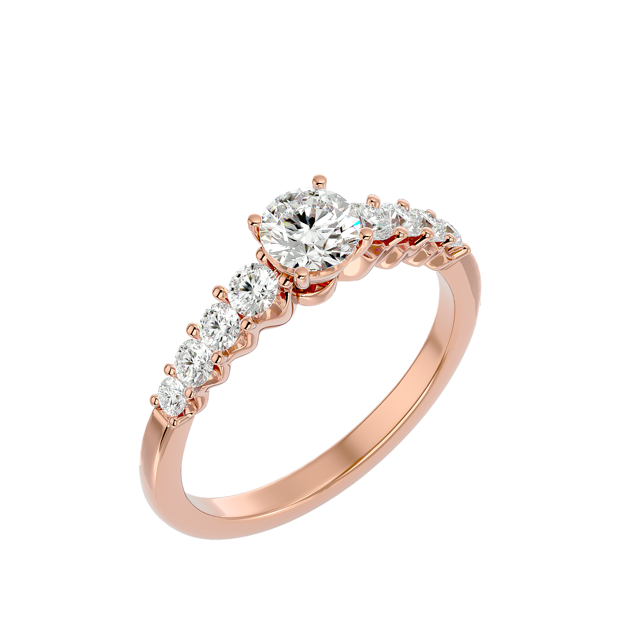 1 ctw Round Lab Grown Diamond Side Stone Engagement Ring