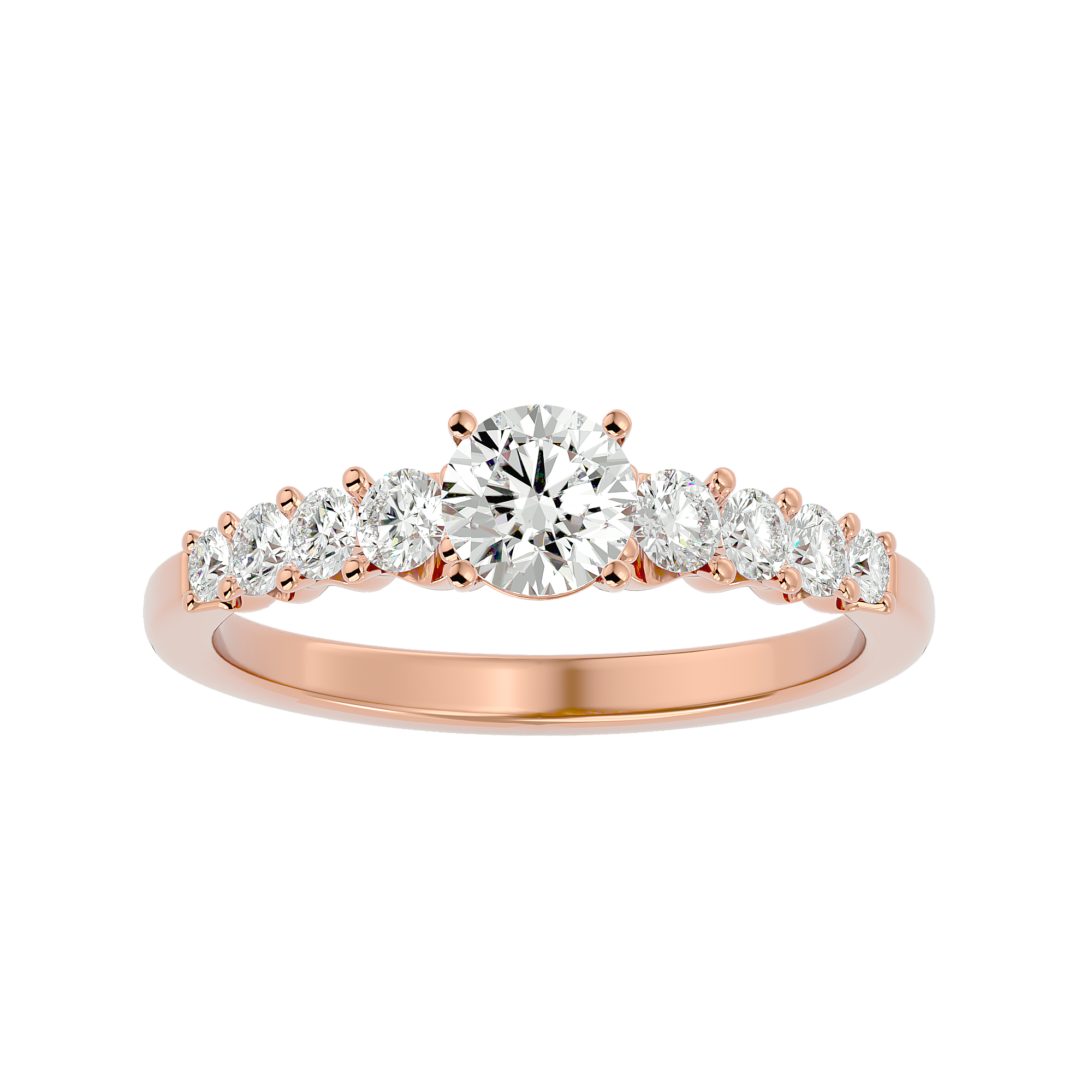 1 ctw Round Lab Grown Diamond Side Stone Engagement Ring