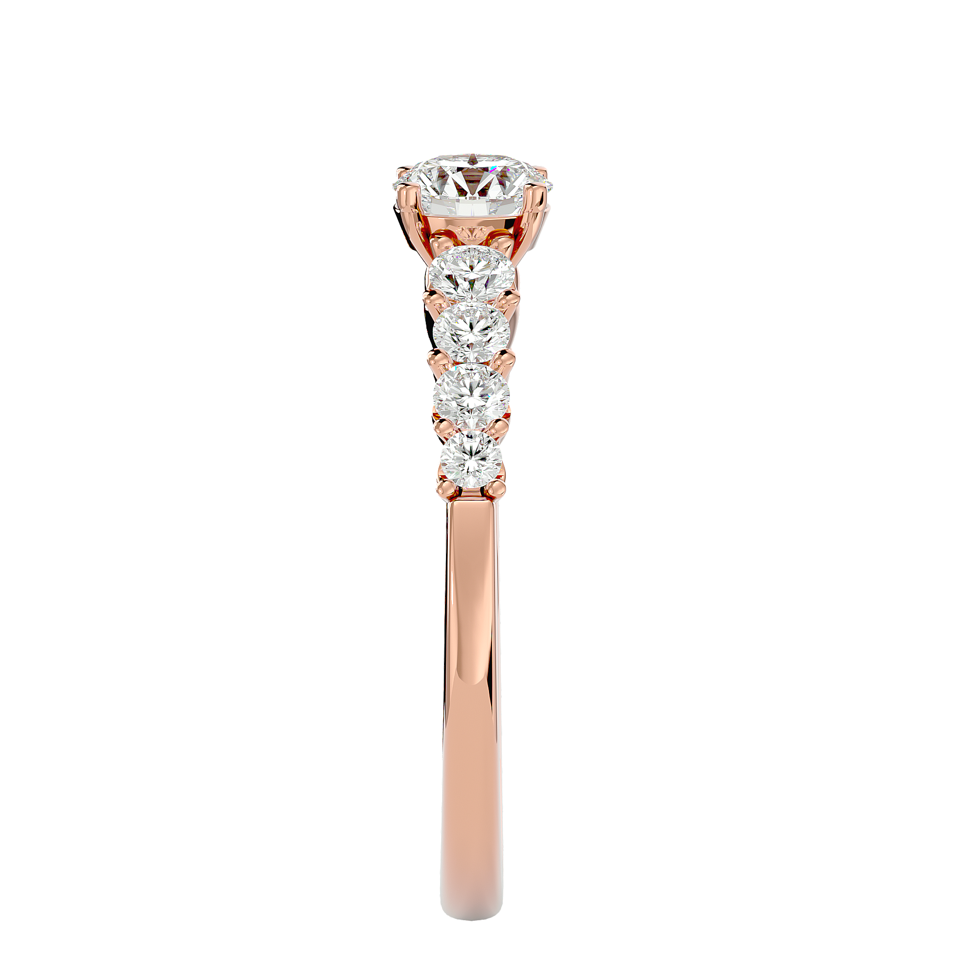 1 ctw Round Lab Grown Diamond Side Stone Engagement Ring