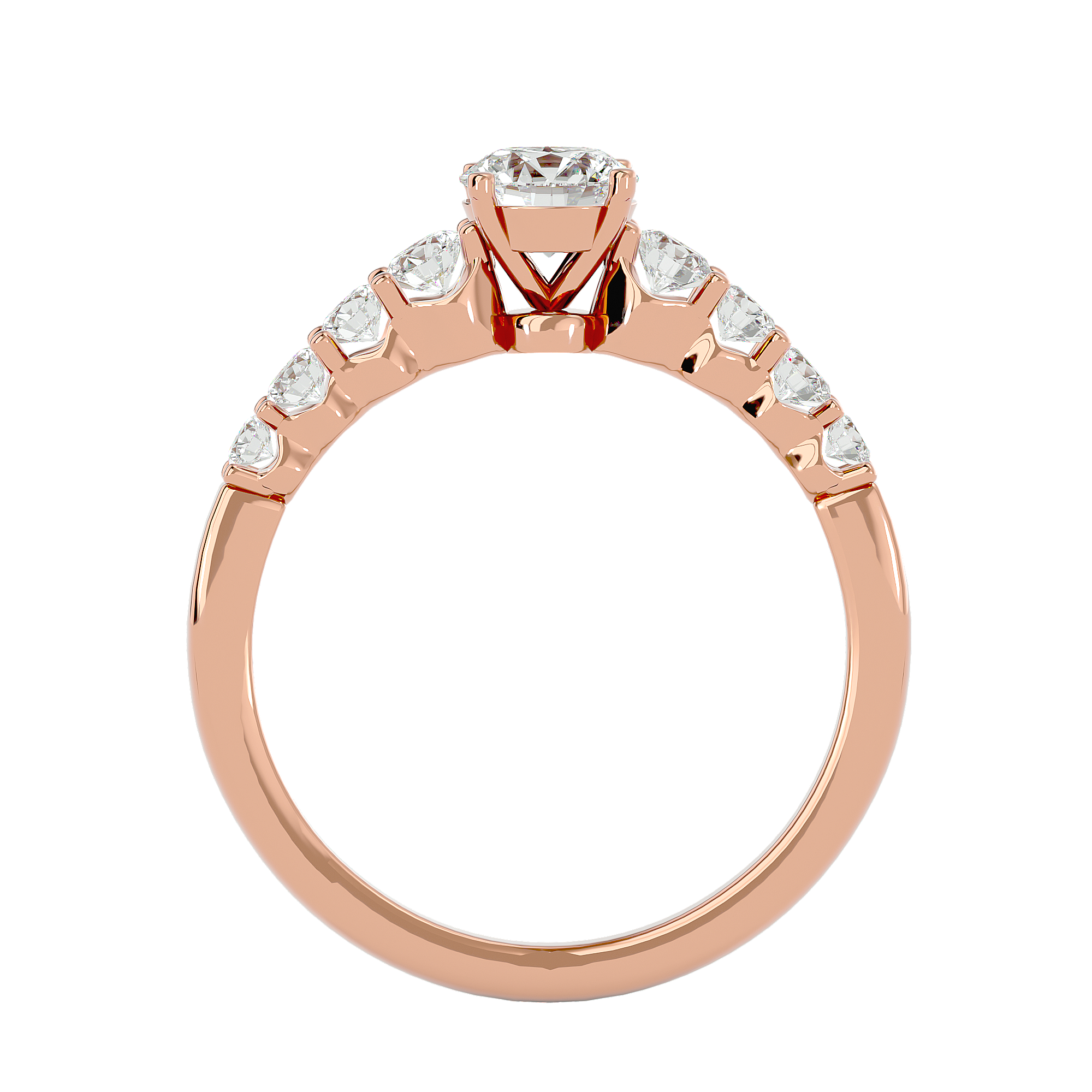 1 ctw Round Lab Grown Diamond Side Stone Engagement Ring