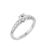 1 ctw Round Lab Grown Diamond Side Stone Engagement Ring