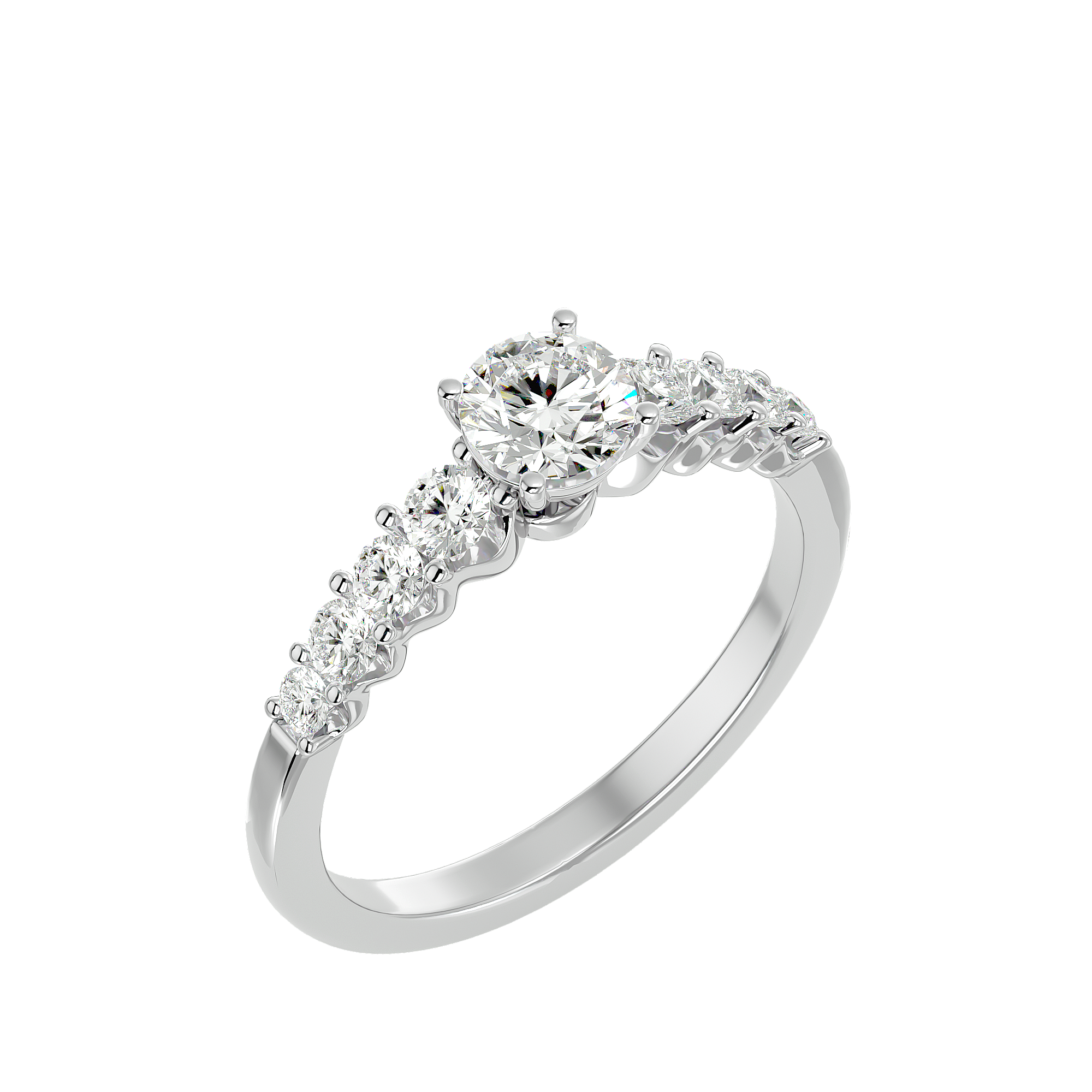 1 ctw Round Lab Grown Diamond Side Stone Engagement Ring