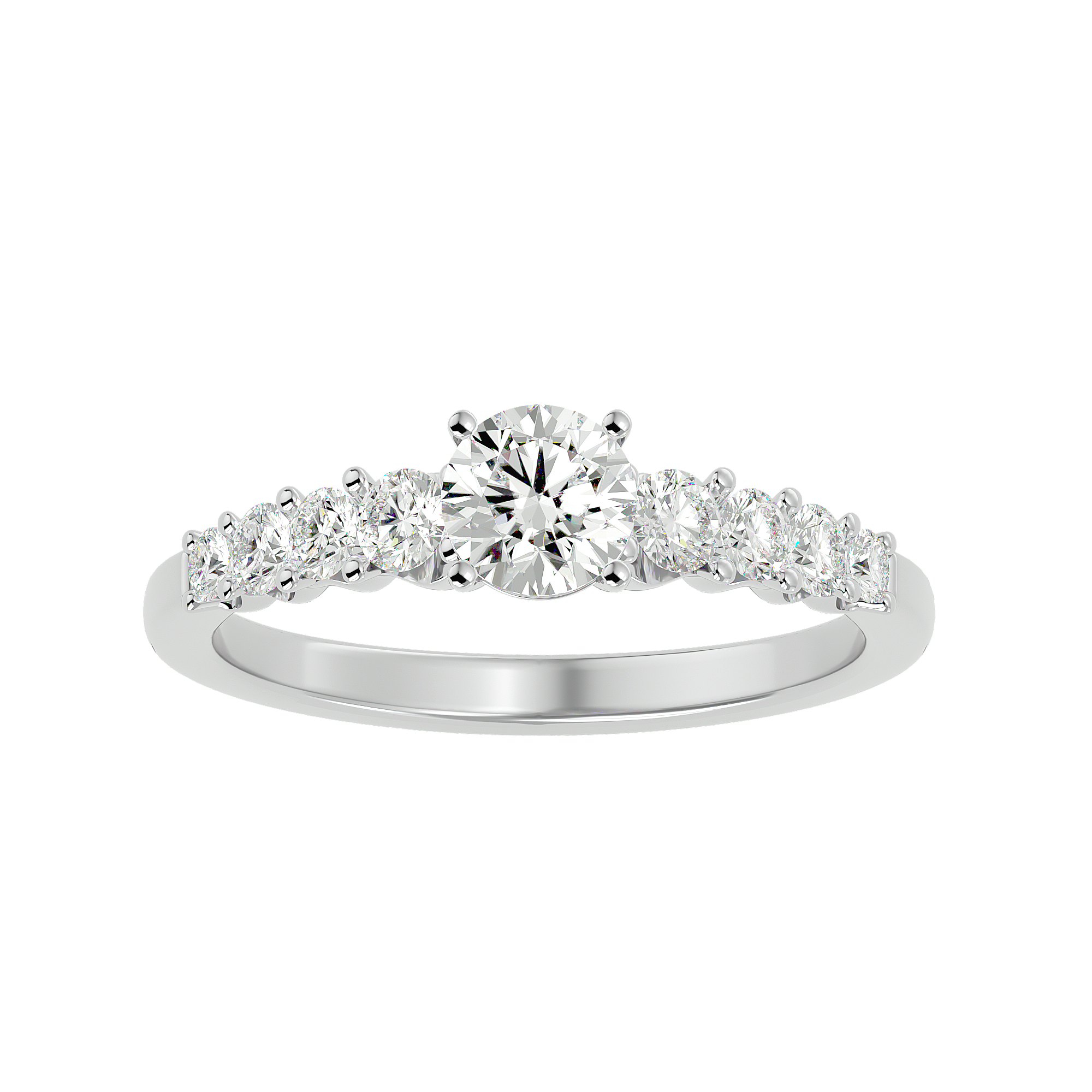 1 ctw Round Lab Grown Diamond Side Stone Engagement Ring