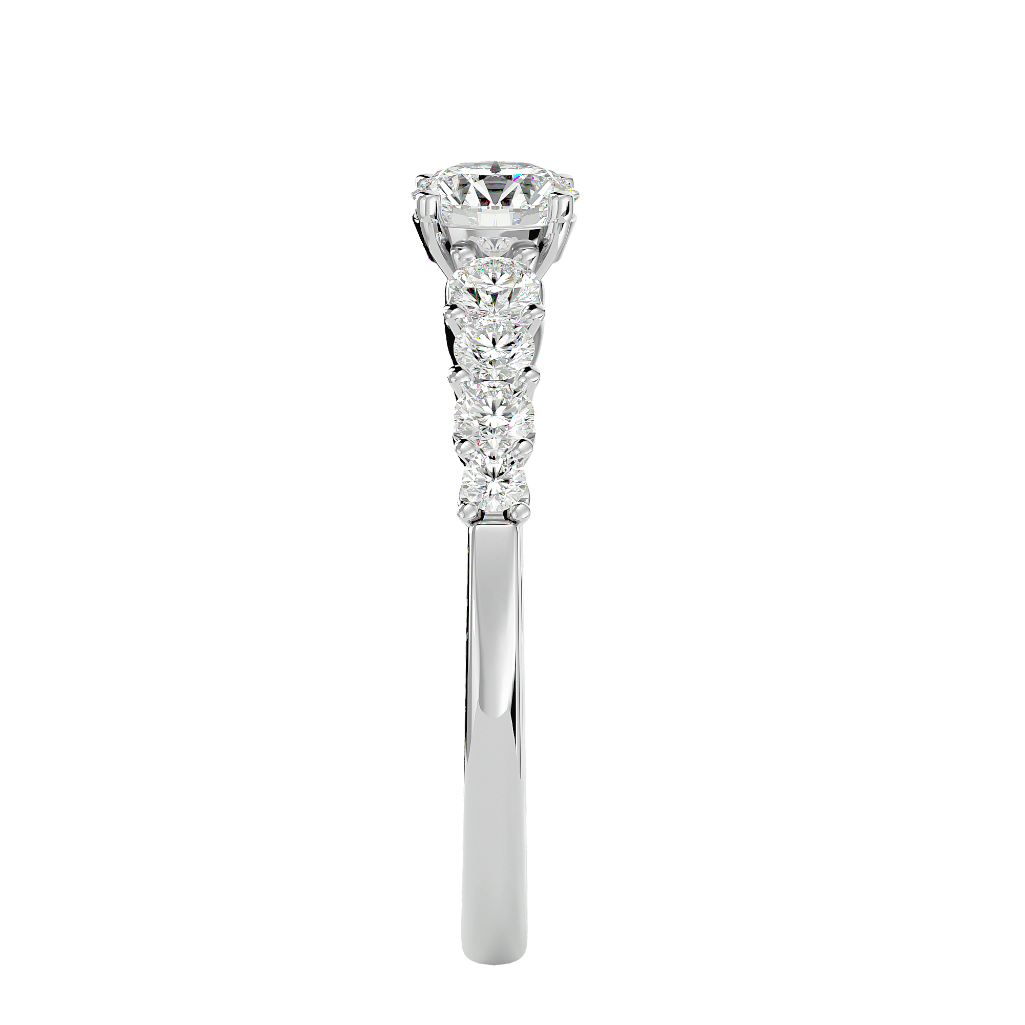 1 ctw Round Lab Grown Diamond Side Stone Engagement Ring