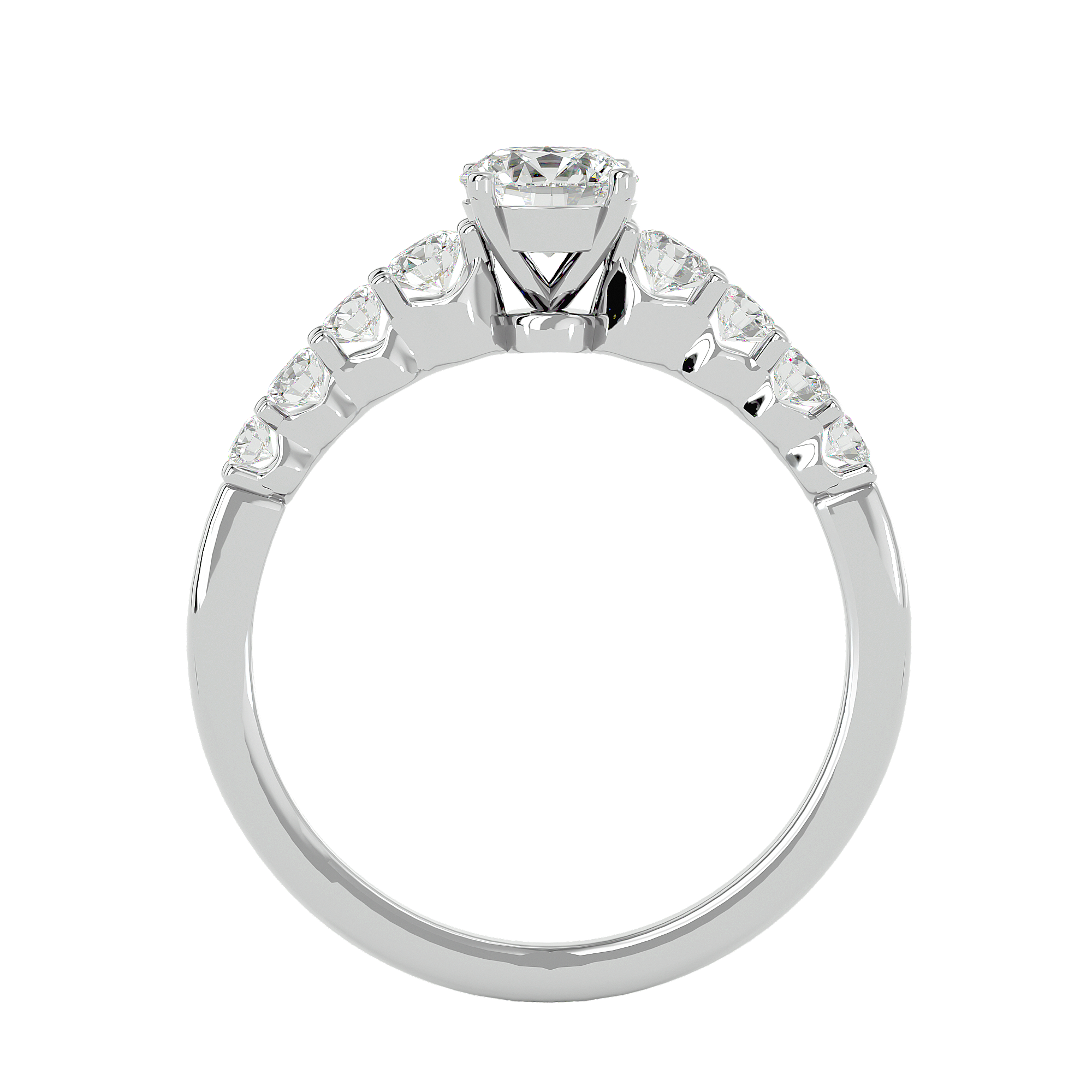 1 ctw Round Lab Grown Diamond Side Stone Engagement Ring