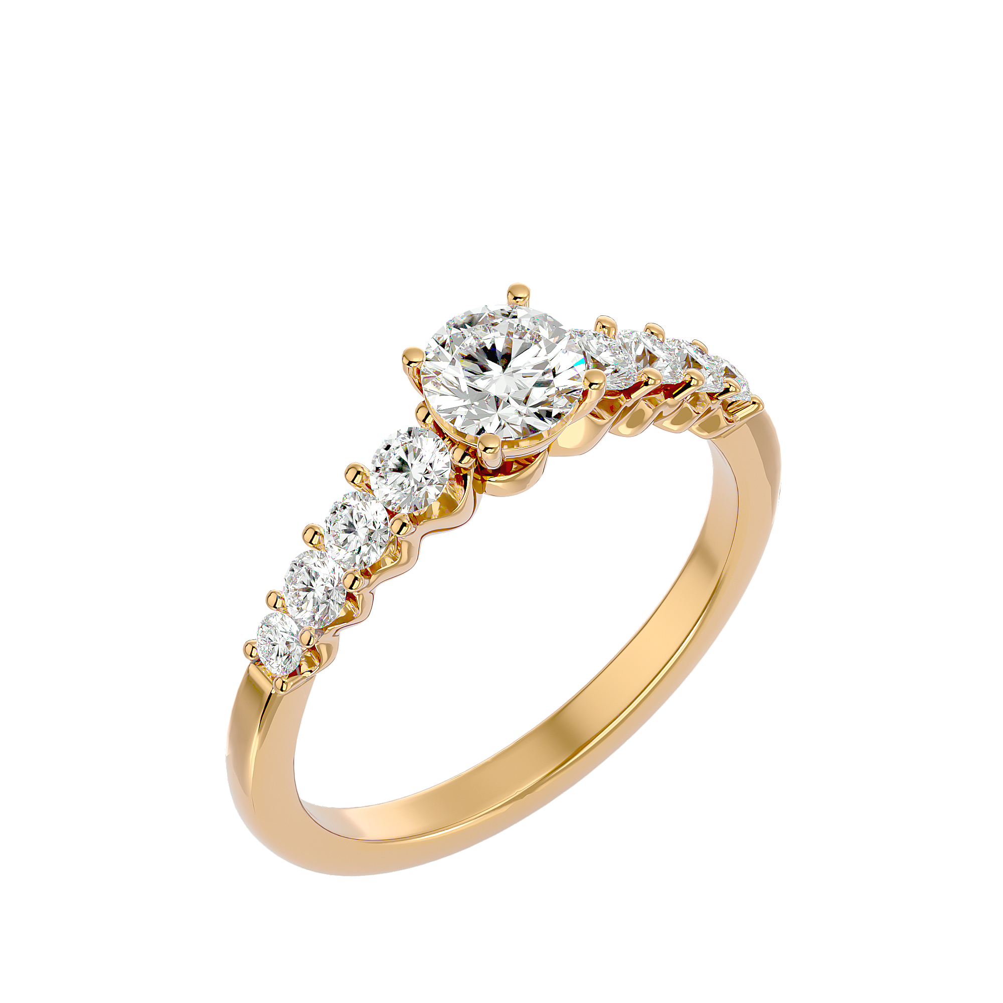 1 ctw Round Lab Grown Diamond Side Stone Engagement Ring