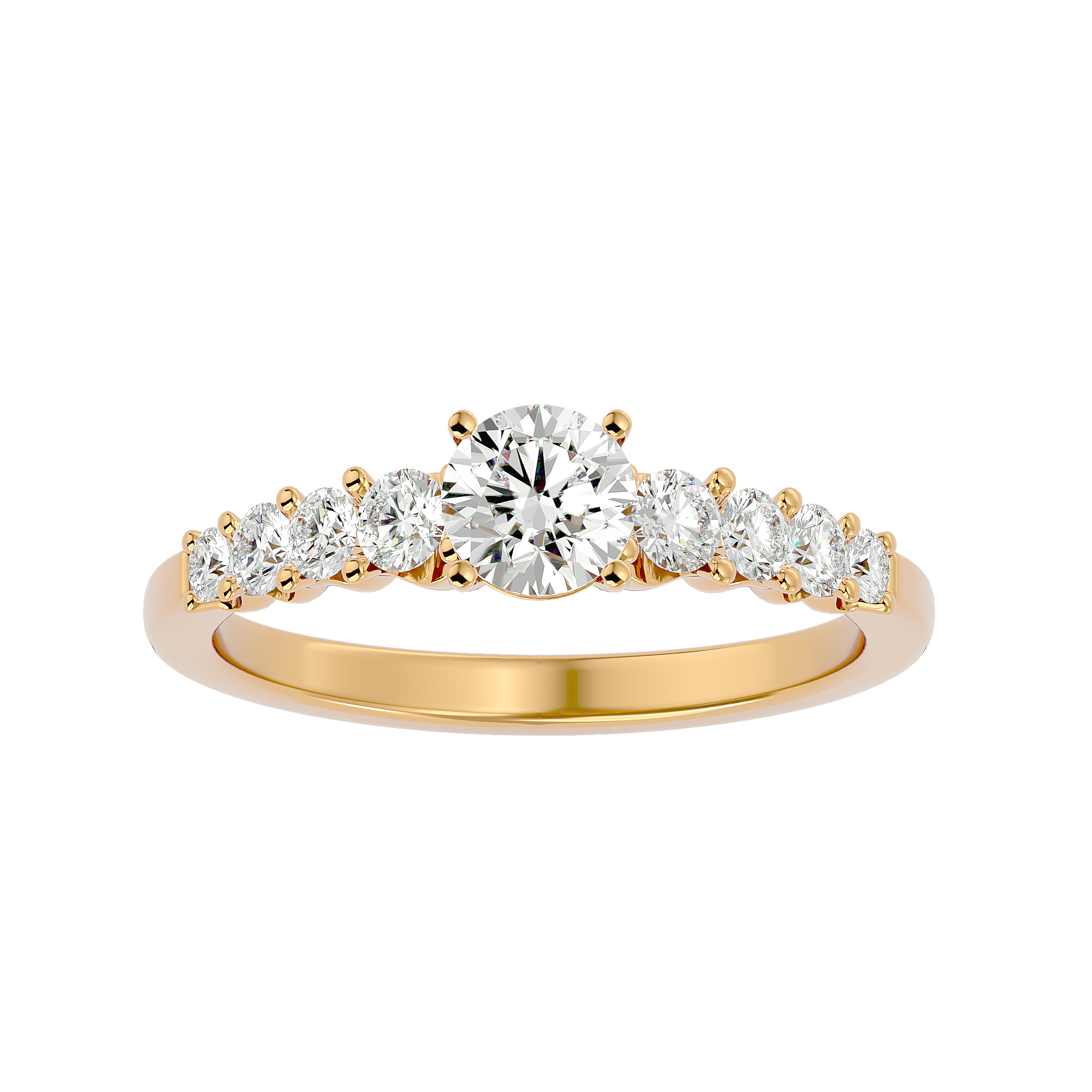 1 ctw Round Lab Grown Diamond Side Stone Engagement Ring