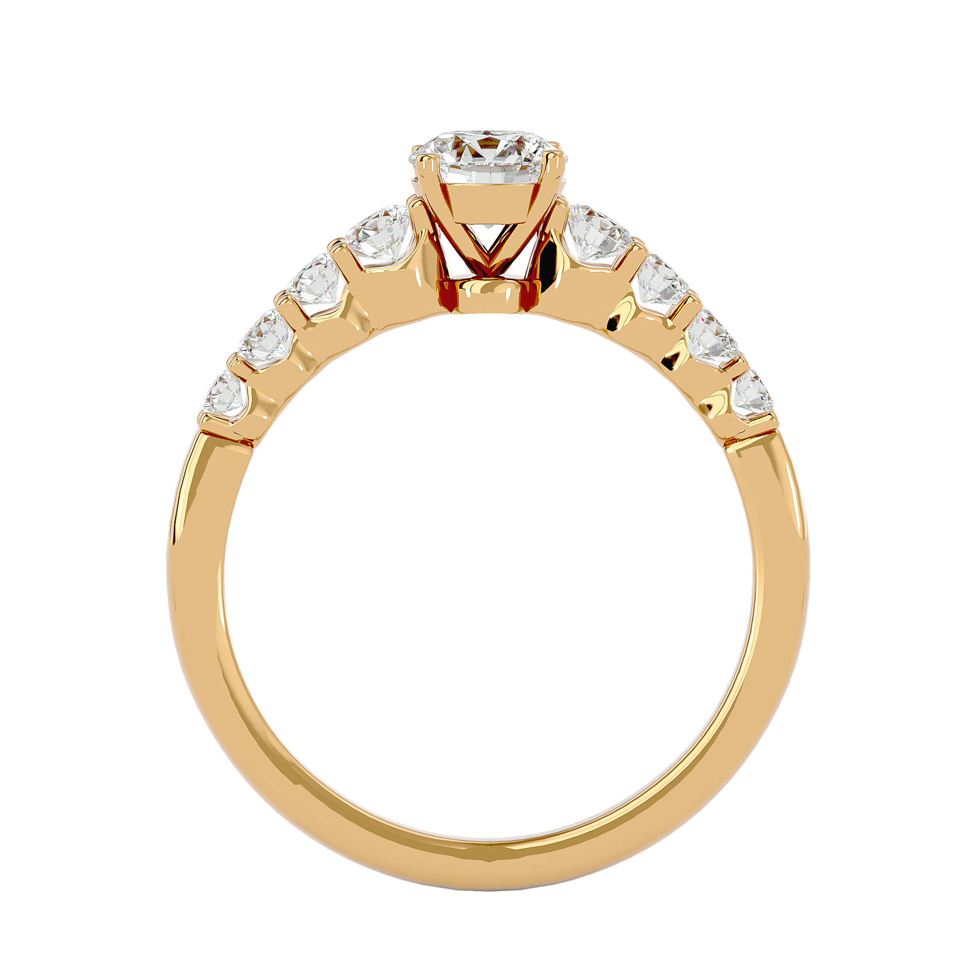 1 ctw Round Lab Grown Diamond Side Stone Engagement Ring