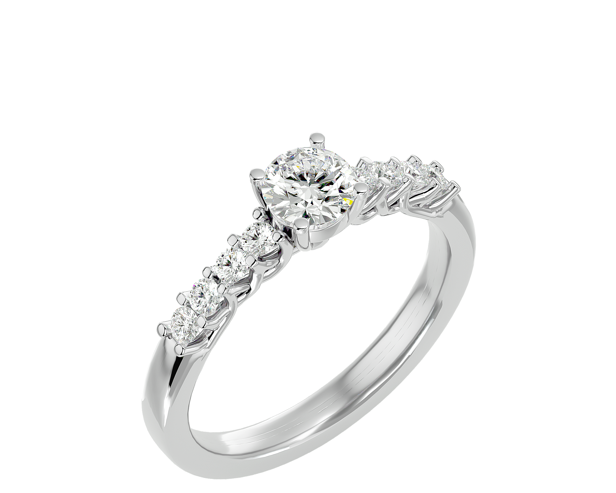 3/4 ctw Round Lab Grown Diamond Side Stone Engagement Ring