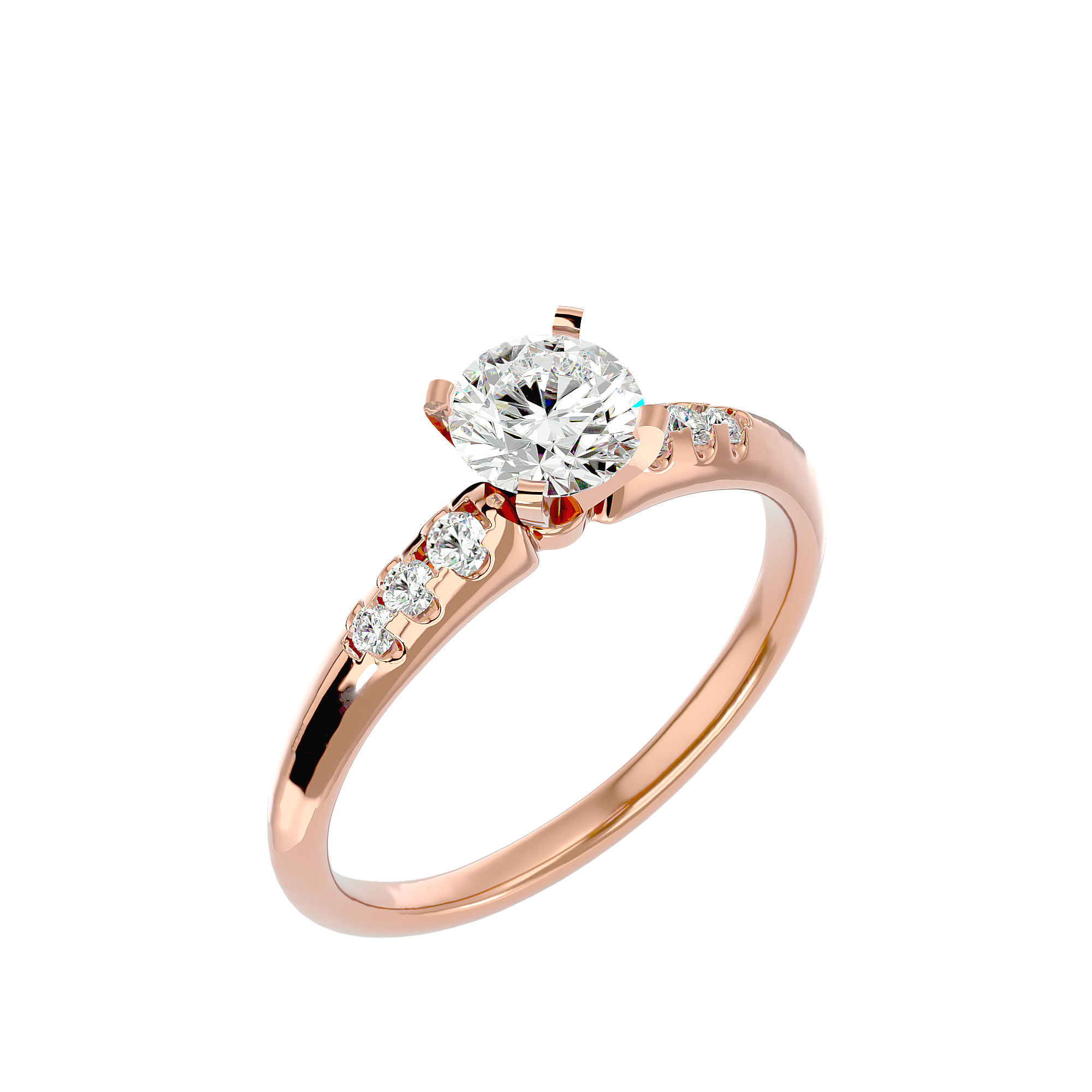 1/2 ctw Round Lab Grown Diamond Side Stone Engagement Ring