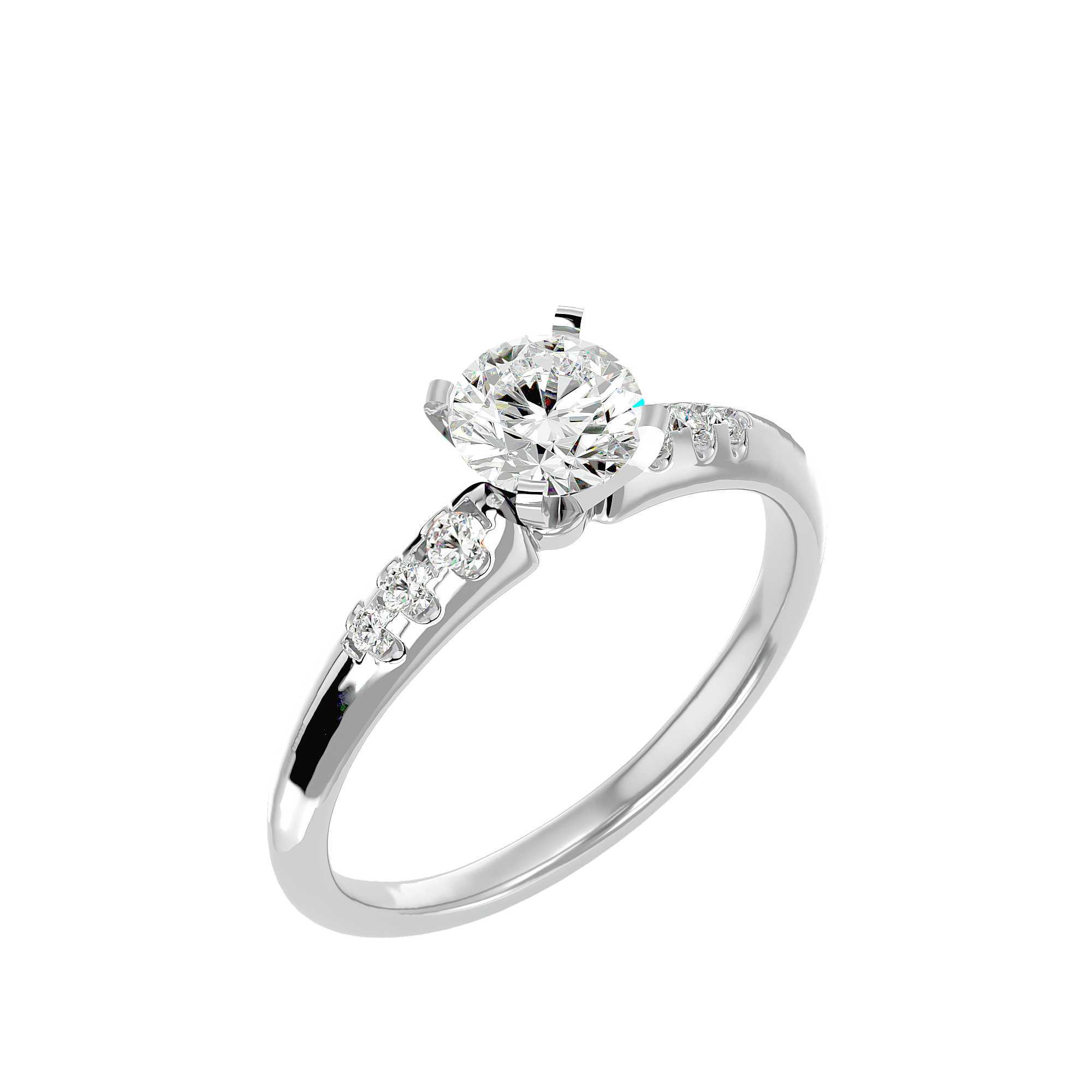 1/2 ctw Round Lab Grown Diamond Side Stone Engagement Ring