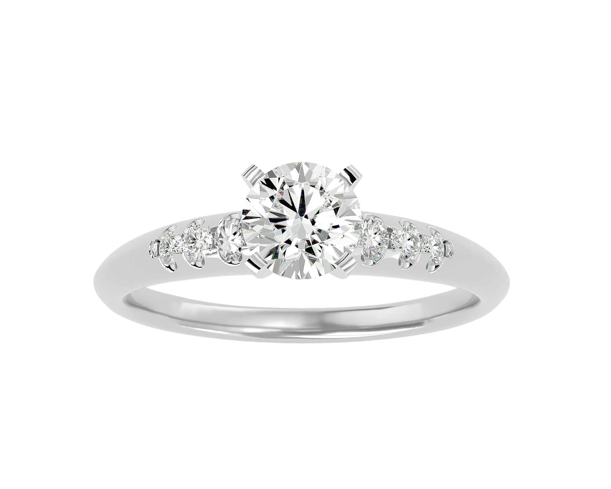 1/2 ctw Round Lab Grown Diamond Side Stone Engagement Ring