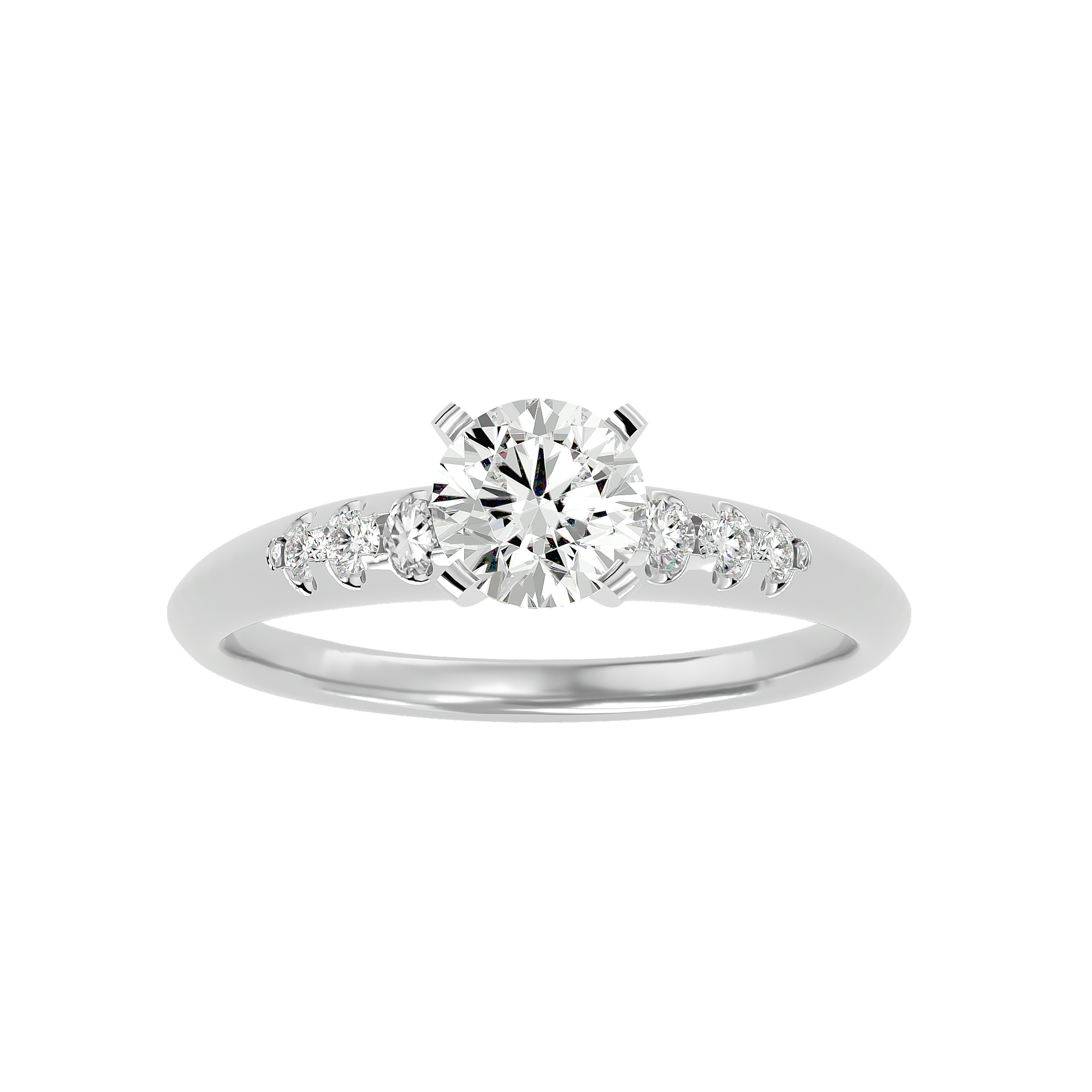 1/2 ctw Round Lab Grown Diamond Side Stone Engagement Ring