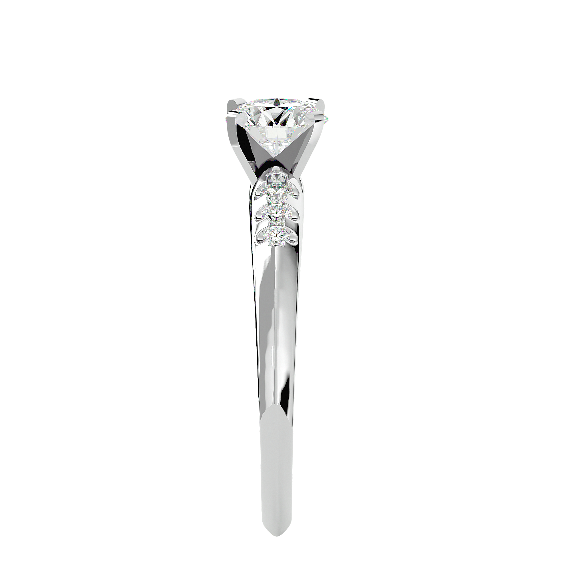 1/2 ctw Round Lab Grown Diamond Side Stone Engagement Ring