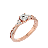 1 ctw Round Lab Grown Diamond Side Stone Engagement Ring