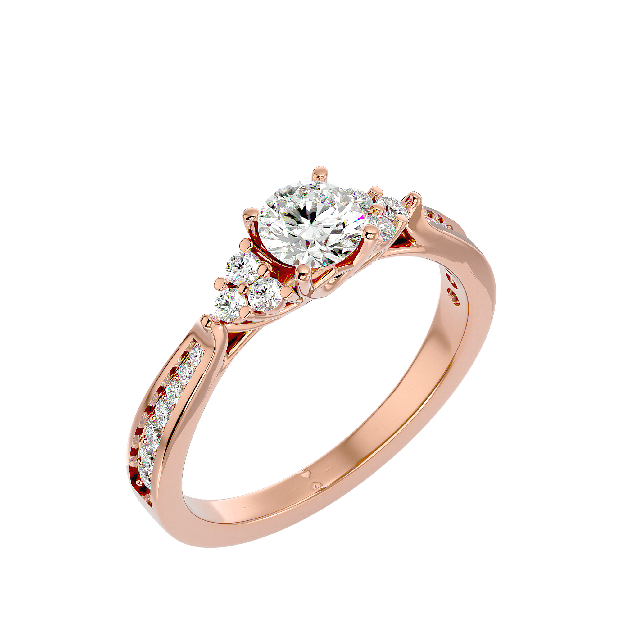 1 ctw Round Lab Grown Diamond Side Stone Engagement Ring