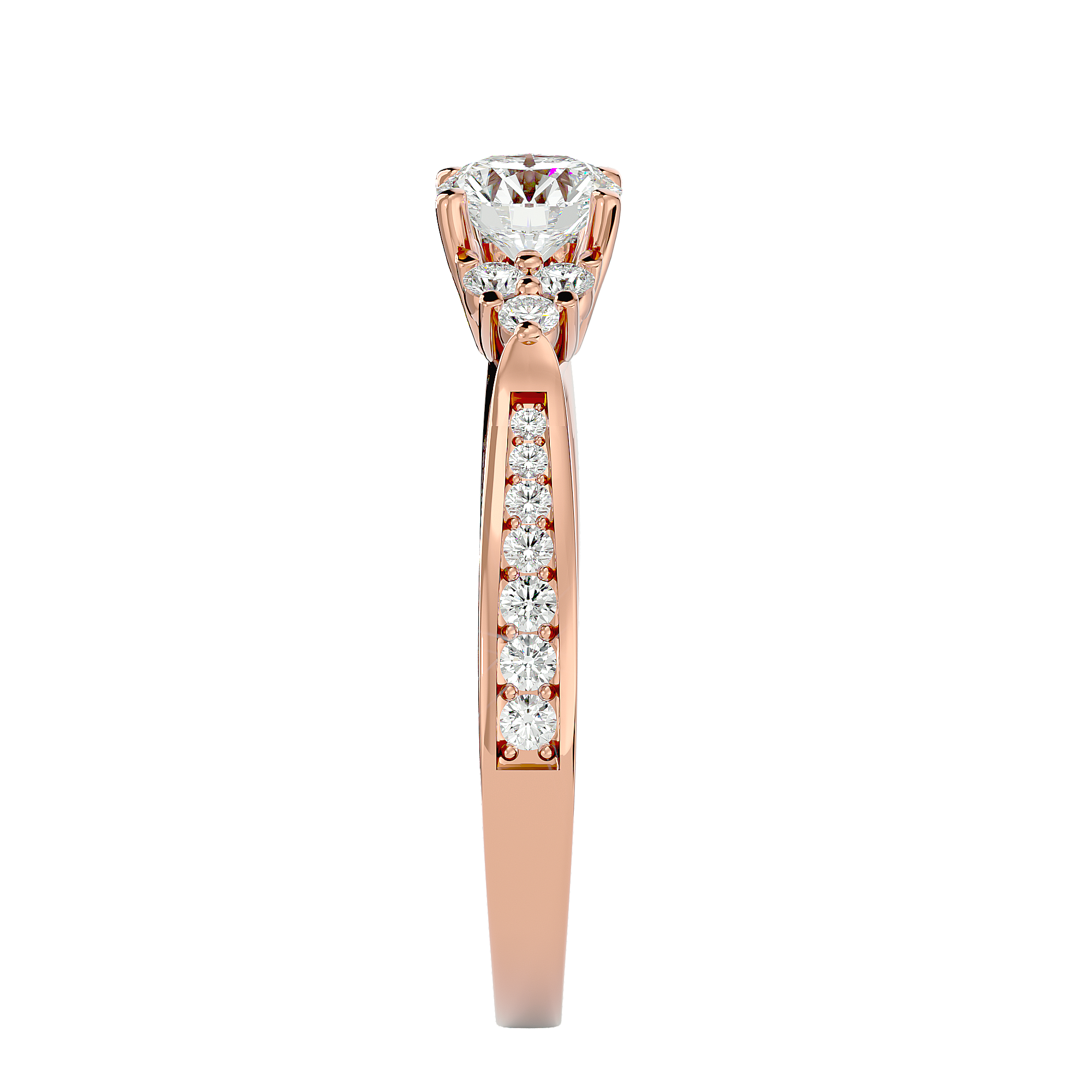 1 ctw Round Lab Grown Diamond Side Stone Engagement Ring