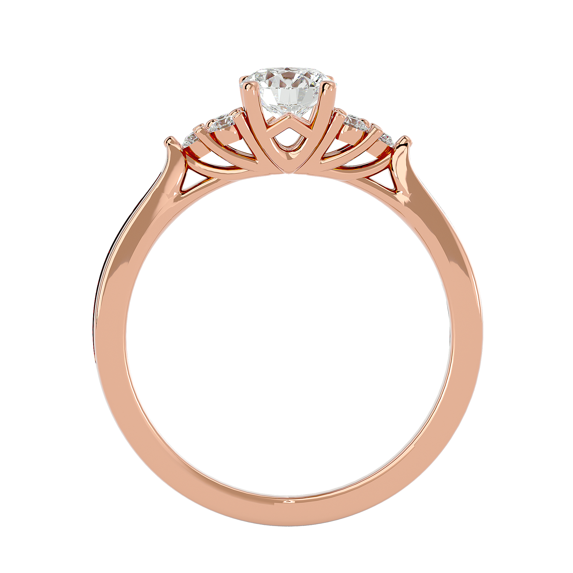 1 ctw Round Lab Grown Diamond Side Stone Engagement Ring