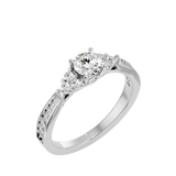 1 ctw Round Lab Grown Diamond Side Stone Engagement Ring