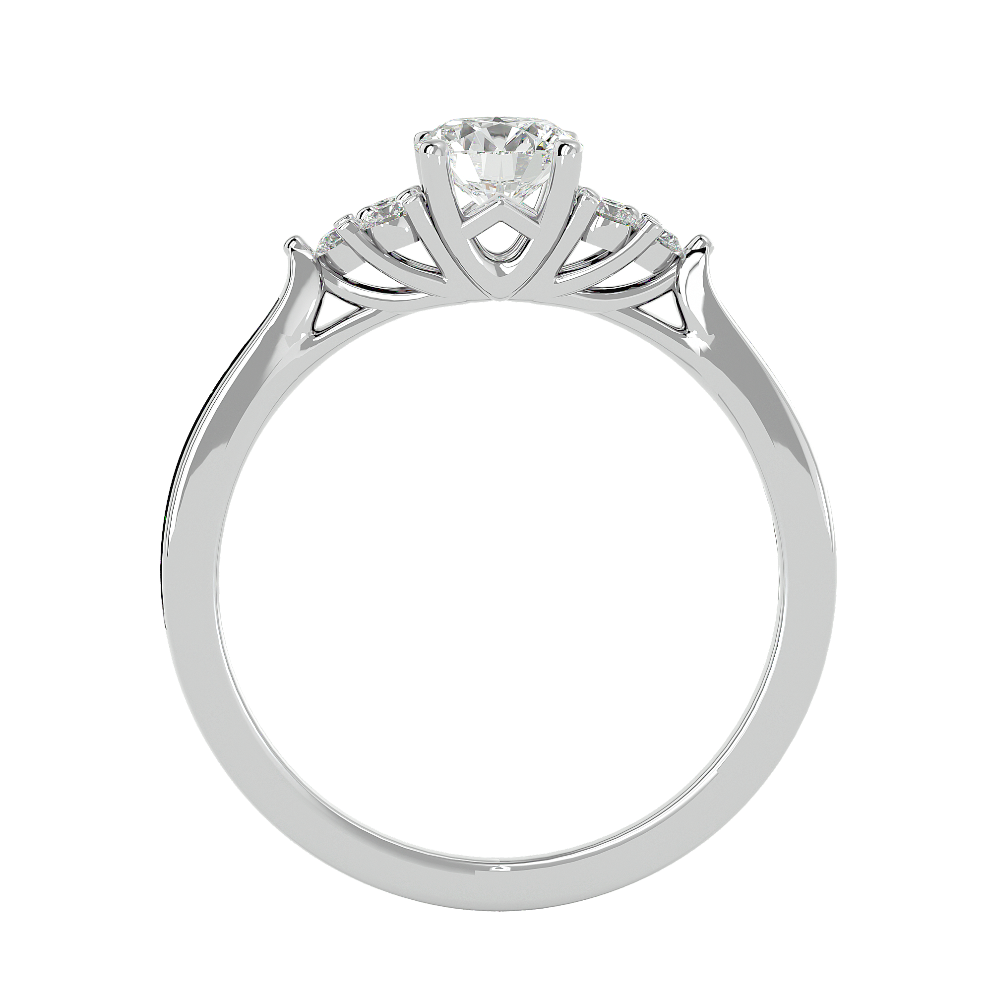 1 ctw Round Lab Grown Diamond Side Stone Engagement Ring