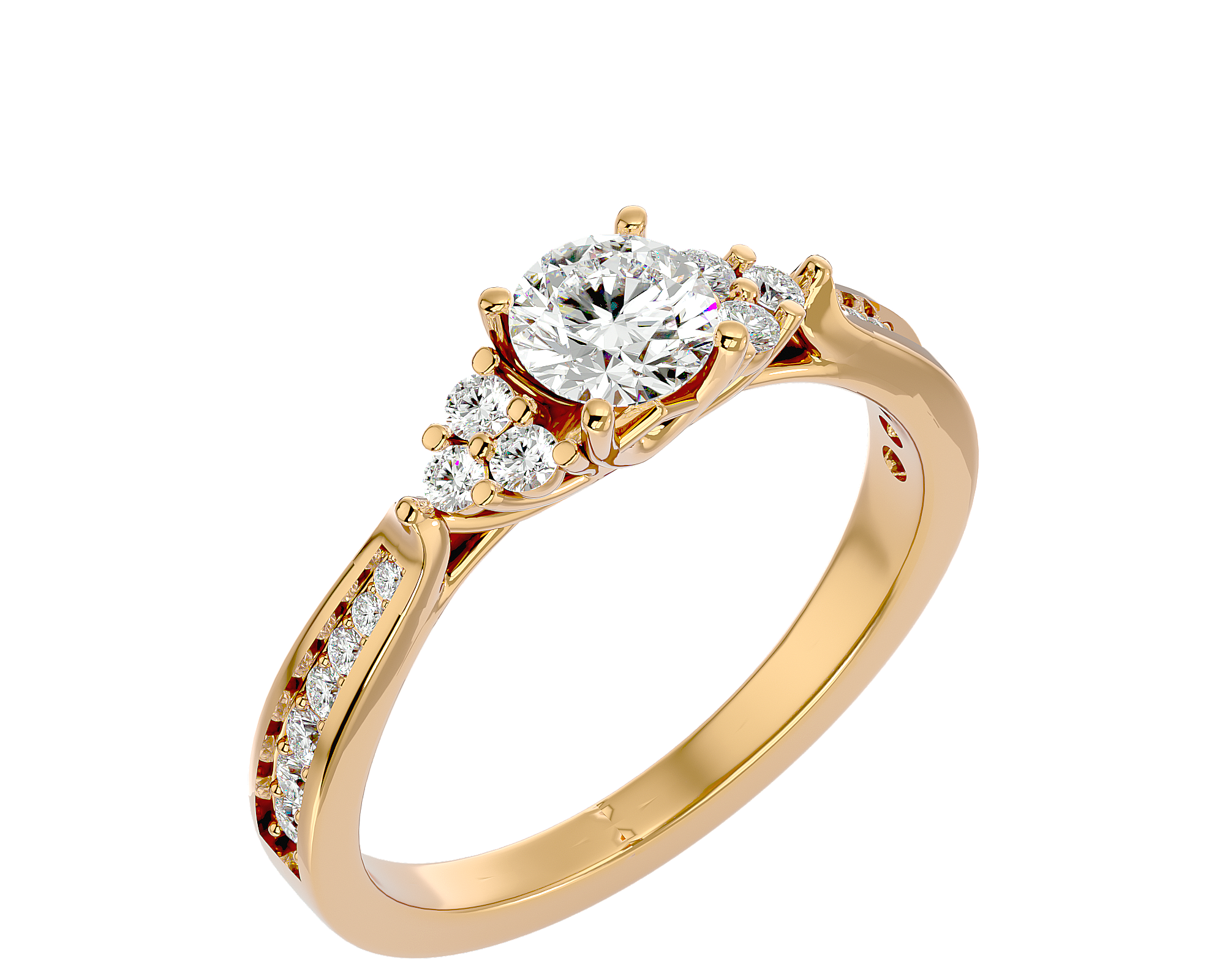 1 ctw Round Lab Grown Diamond Side Stone Engagement Ring