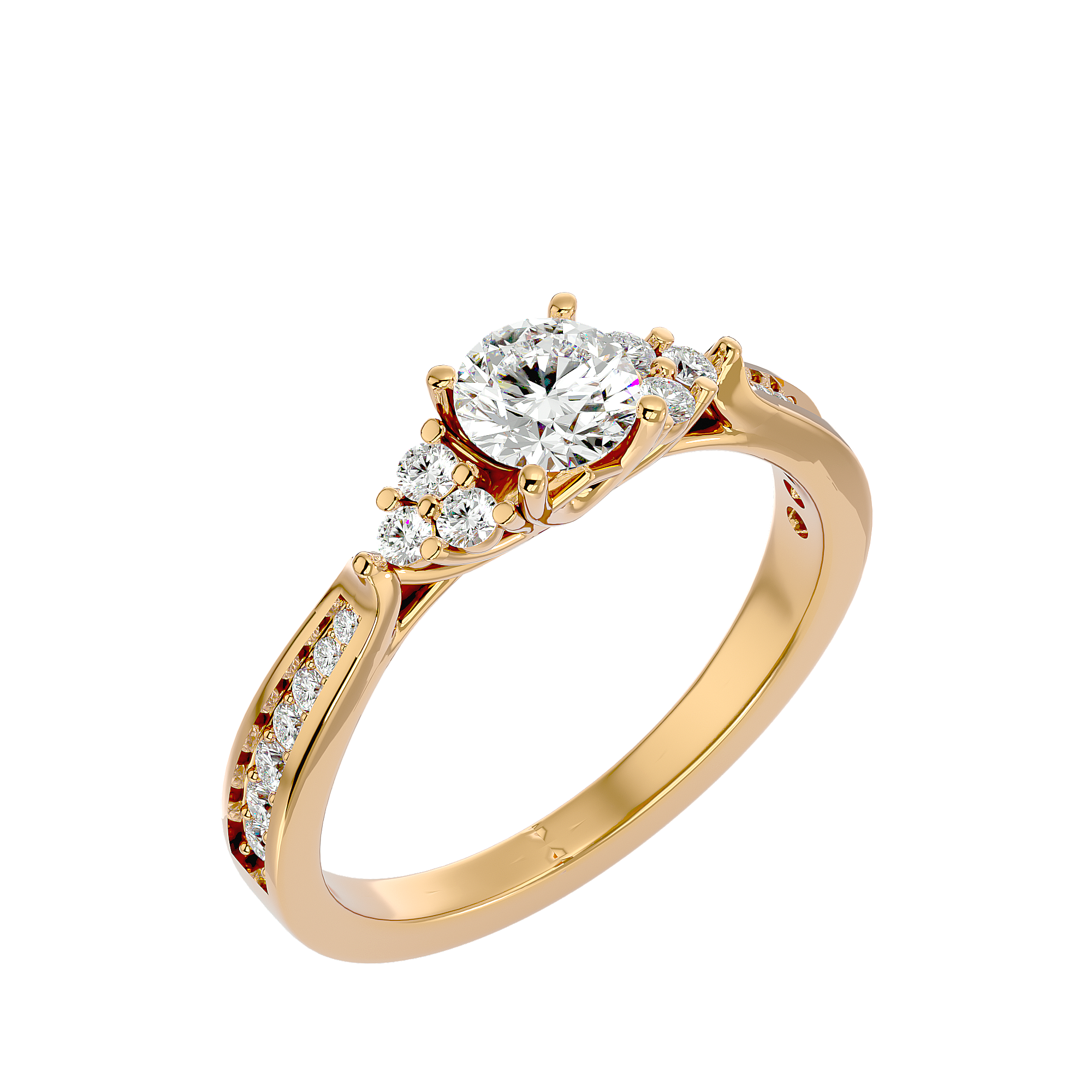 1 ctw Round Lab Grown Diamond Side Stone Engagement Ring