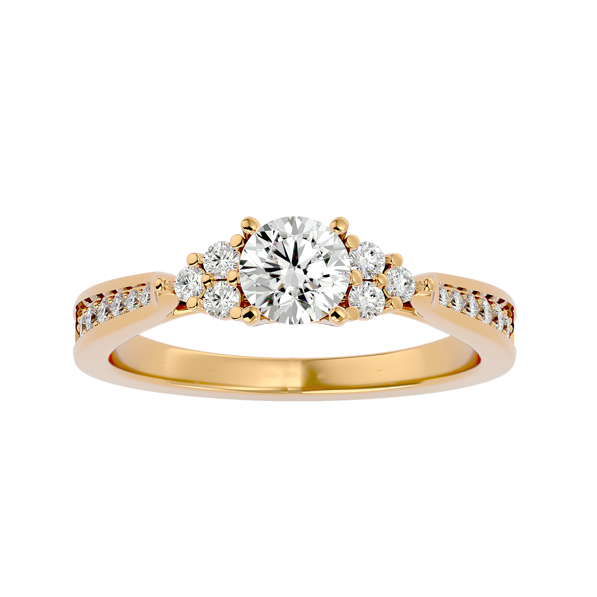 1 ctw Round Lab Grown Diamond Side Stone Engagement Ring