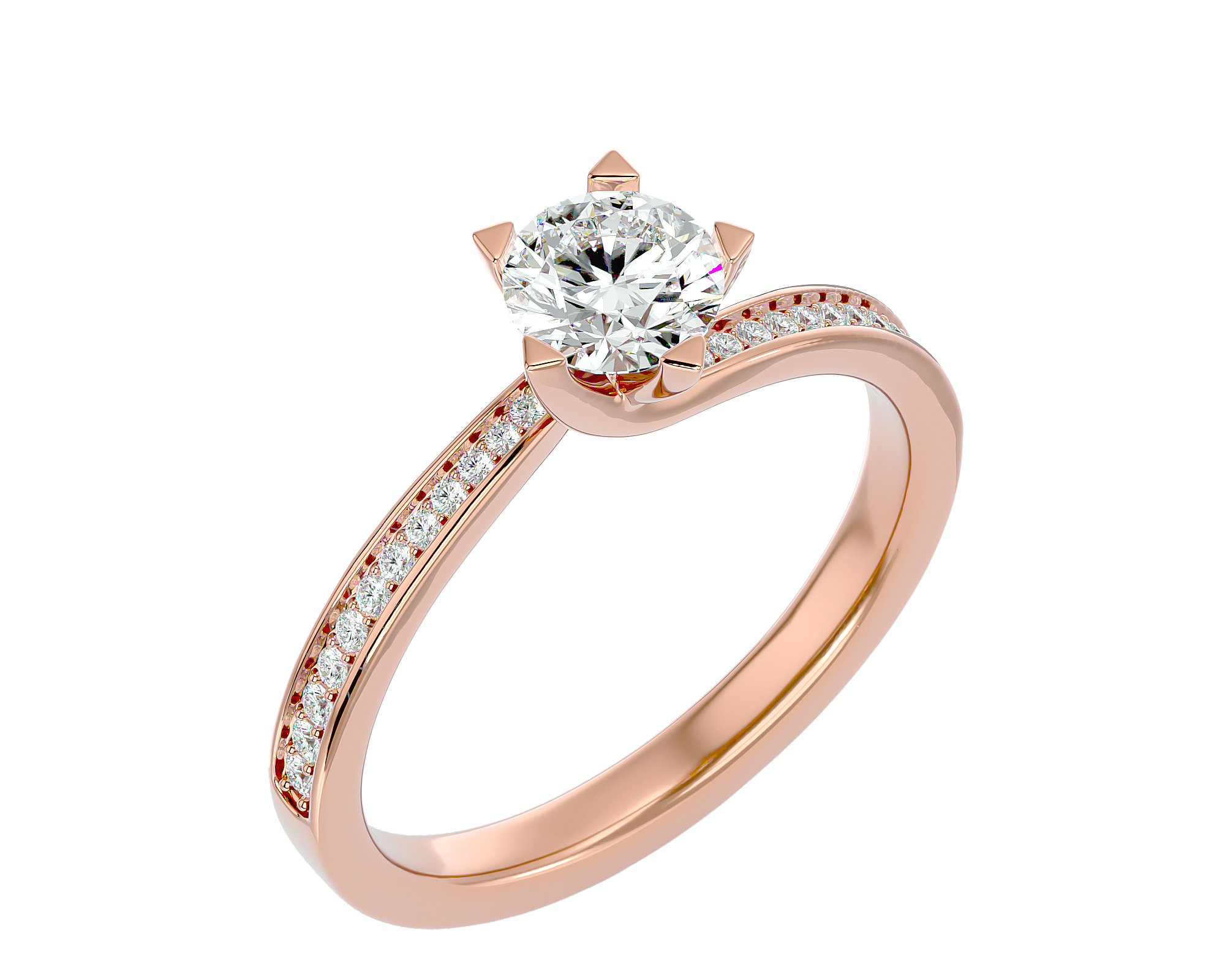 1 ctw Round Lab Grown Diamond Side Stone Engagement Ring