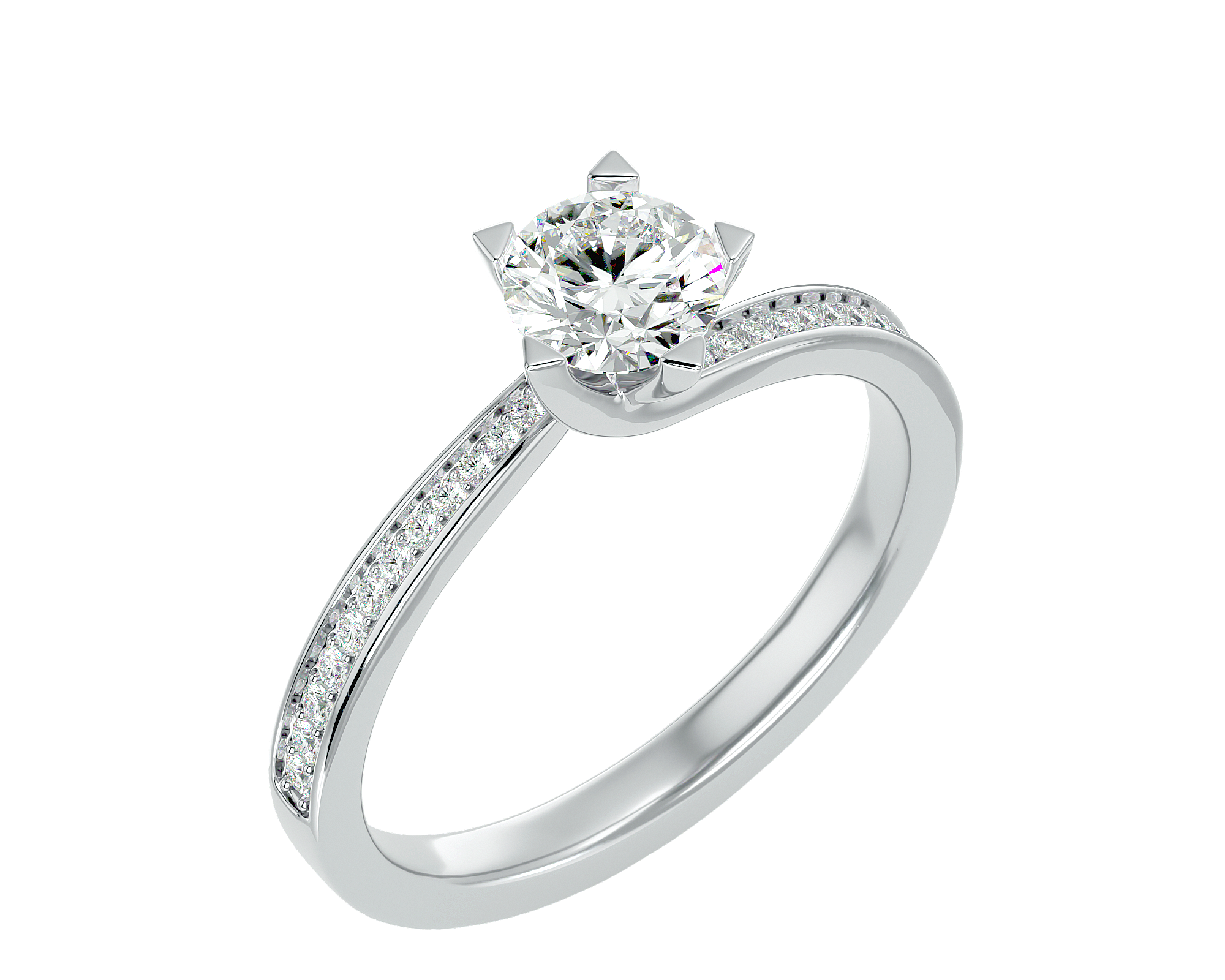 1 ctw Round Lab Grown Diamond Side Stone Engagement Ring