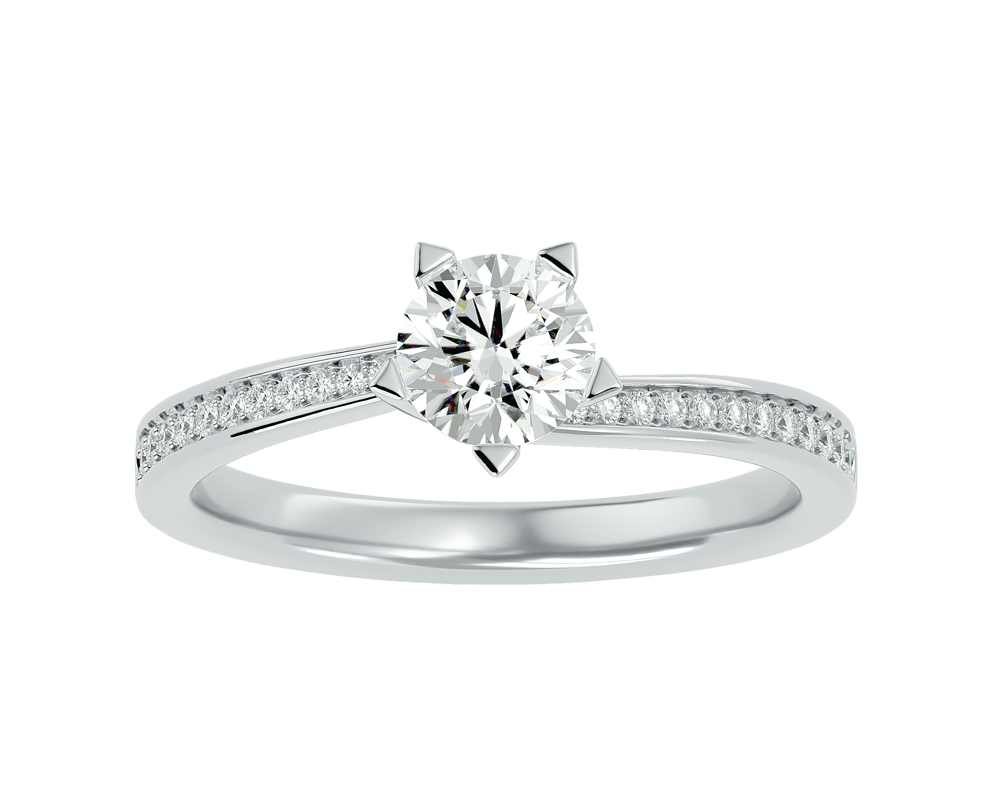 1 ctw Round Lab Grown Diamond Side Stone Engagement Ring