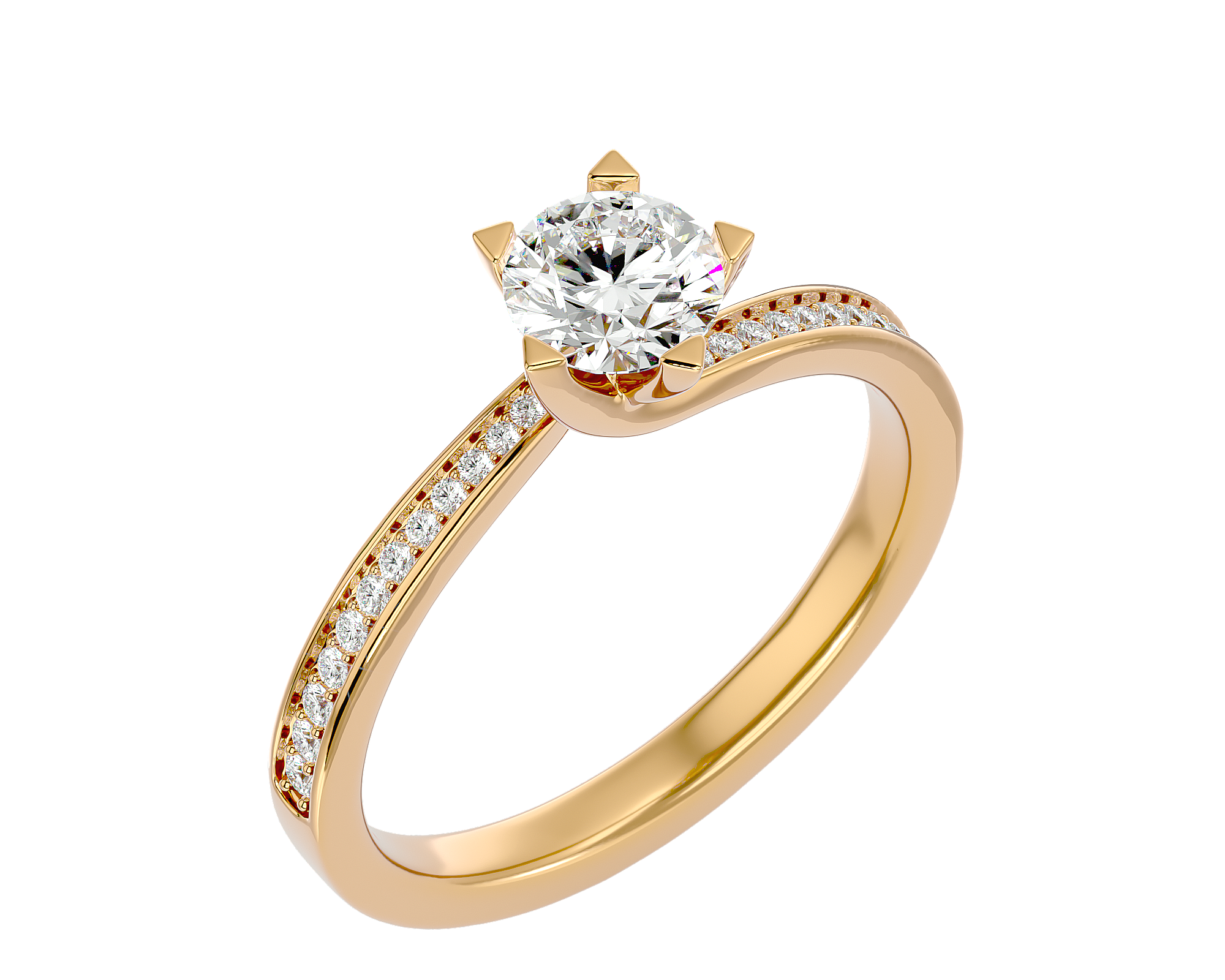 1 ctw Round Lab Grown Diamond Side Stone Engagement Ring