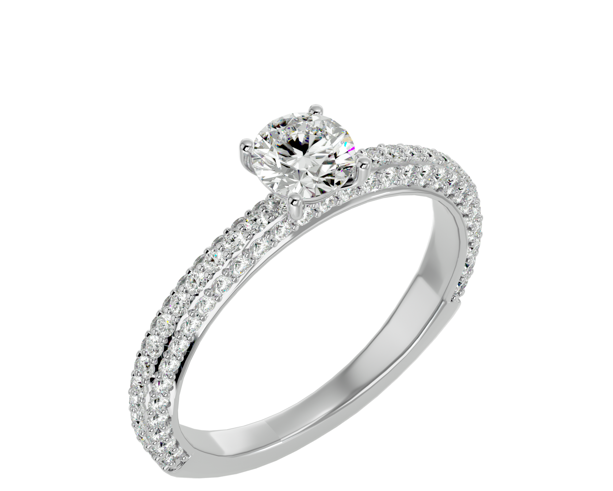 1 1/4 ctw Round Lab Grown Diamond Side Stone Engagement Ring