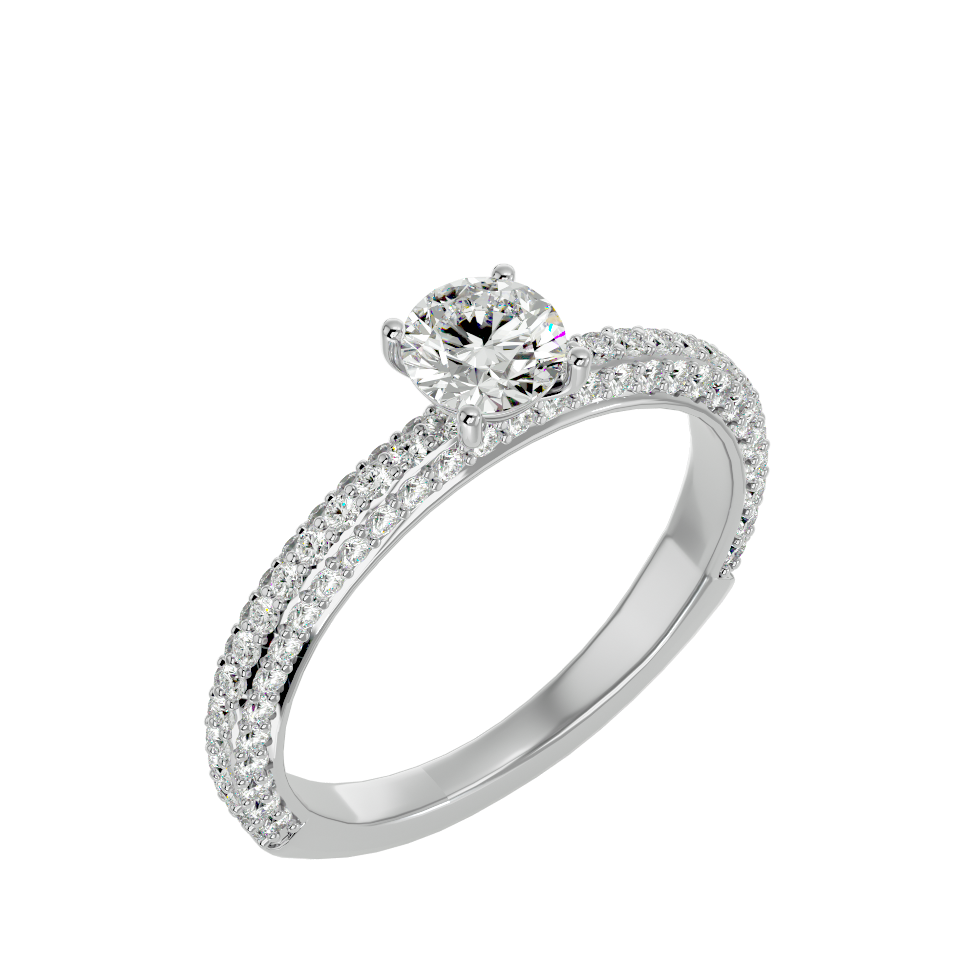 1 1/4 ctw Round Lab Grown Diamond Side Stone Engagement Ring
