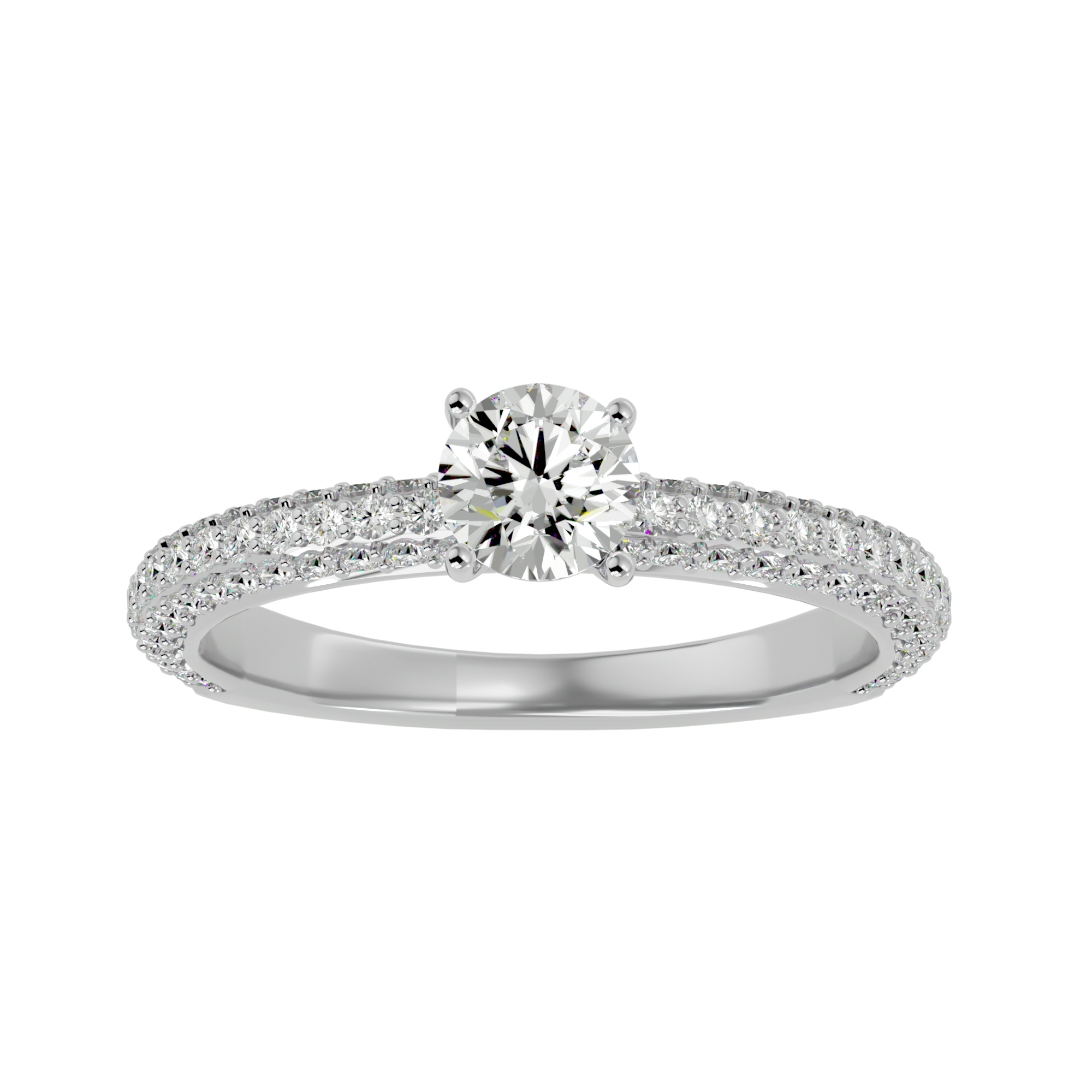 1 1/4 ctw Round Lab Grown Diamond Side Stone Engagement Ring