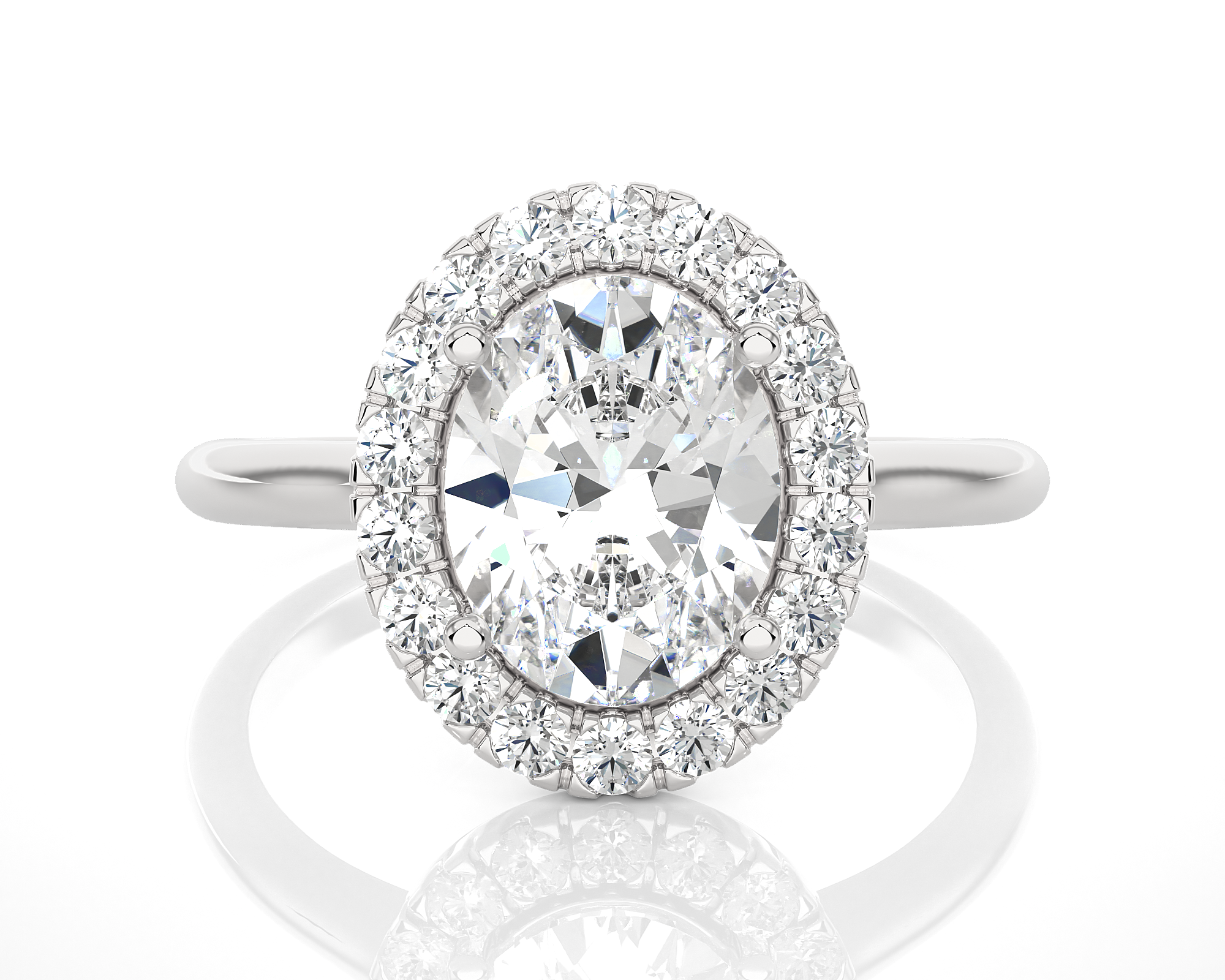 Oval Lab Grown Diamond Halo Engagement Ring