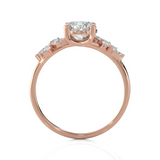 Round Lab Grown Diamond Side Stone Engagement Ring