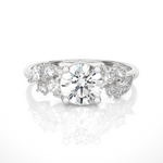 Round Lab Grown Diamond Side Stone Engagement Ring