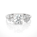 Round Lab Grown Diamond Side Stone Engagement Ring
