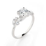 Round Lab Grown Diamond Side Stone Engagement Ring